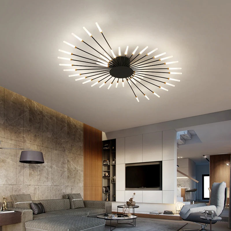 Wesley Plafonnier Fireworks Design Artistique Noir/Doré - Neutralighting