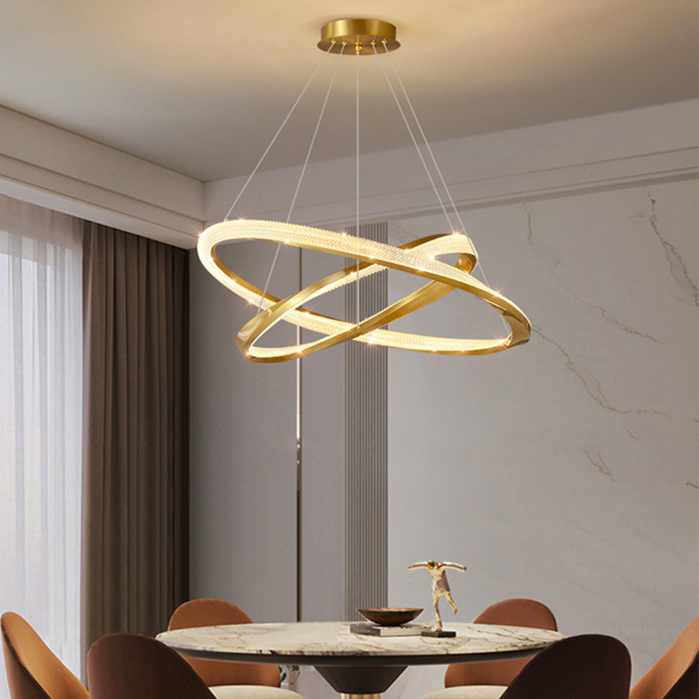Arisha Suspension Anneau Moderne, Métal/Acrylique, Or/Argent, Salon/Chambre à Coucher - Neutralighting