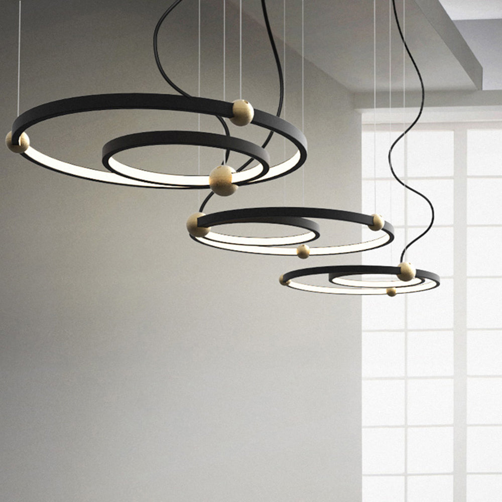 Arisha Suspension Anneau Moderne, Métal/Acrylique, Noir, Salon/Salle à Manger - Neutralighting