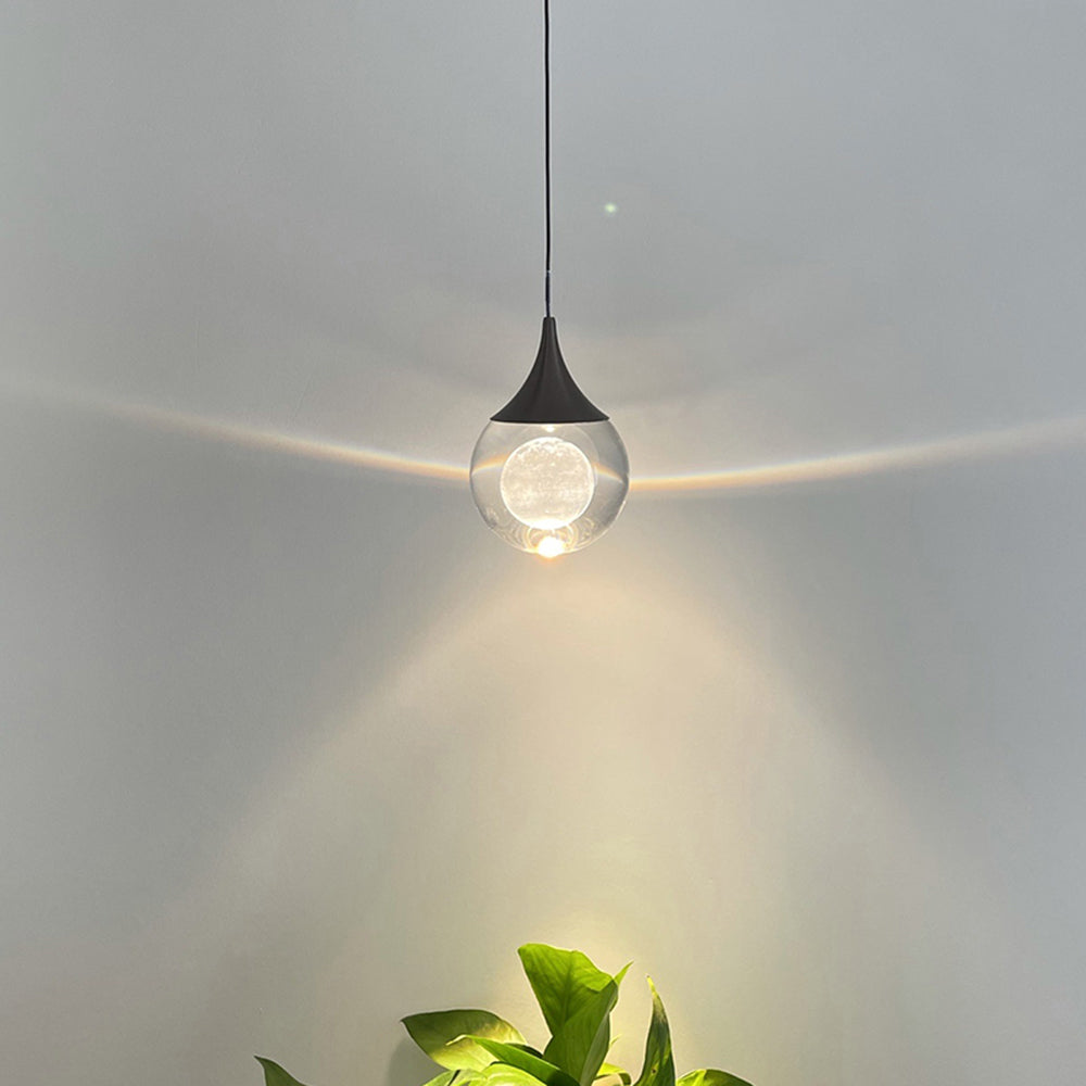 Aria Suspension Globe Inhabituel, Métal/Cristal, Noir/Blanc, Chevet/Salon - Neutralighting