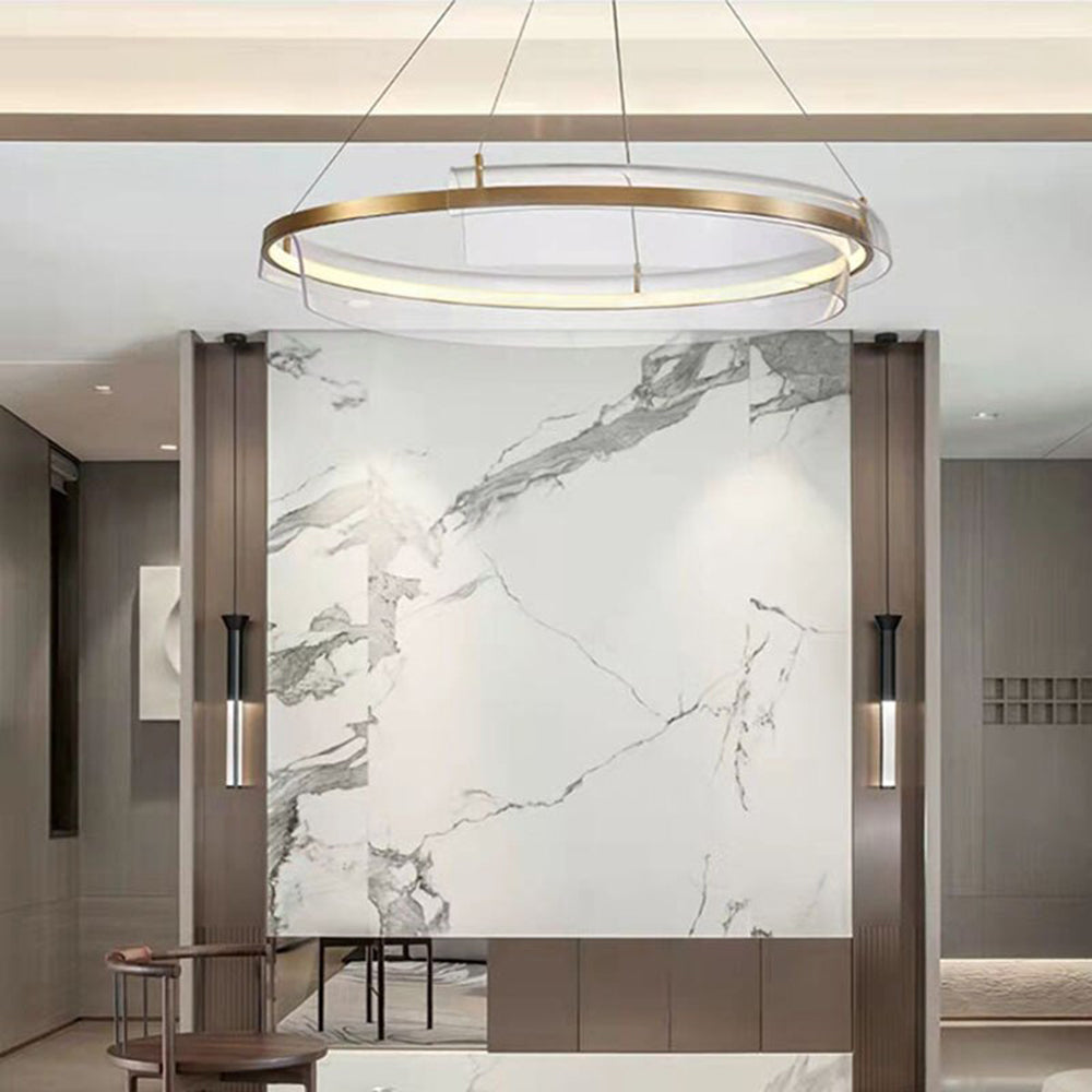 Arisha Suspension Ronde Moderne, Métal/Acrylique, Doré, Salon/Chambre à Coucher - Neutralighting