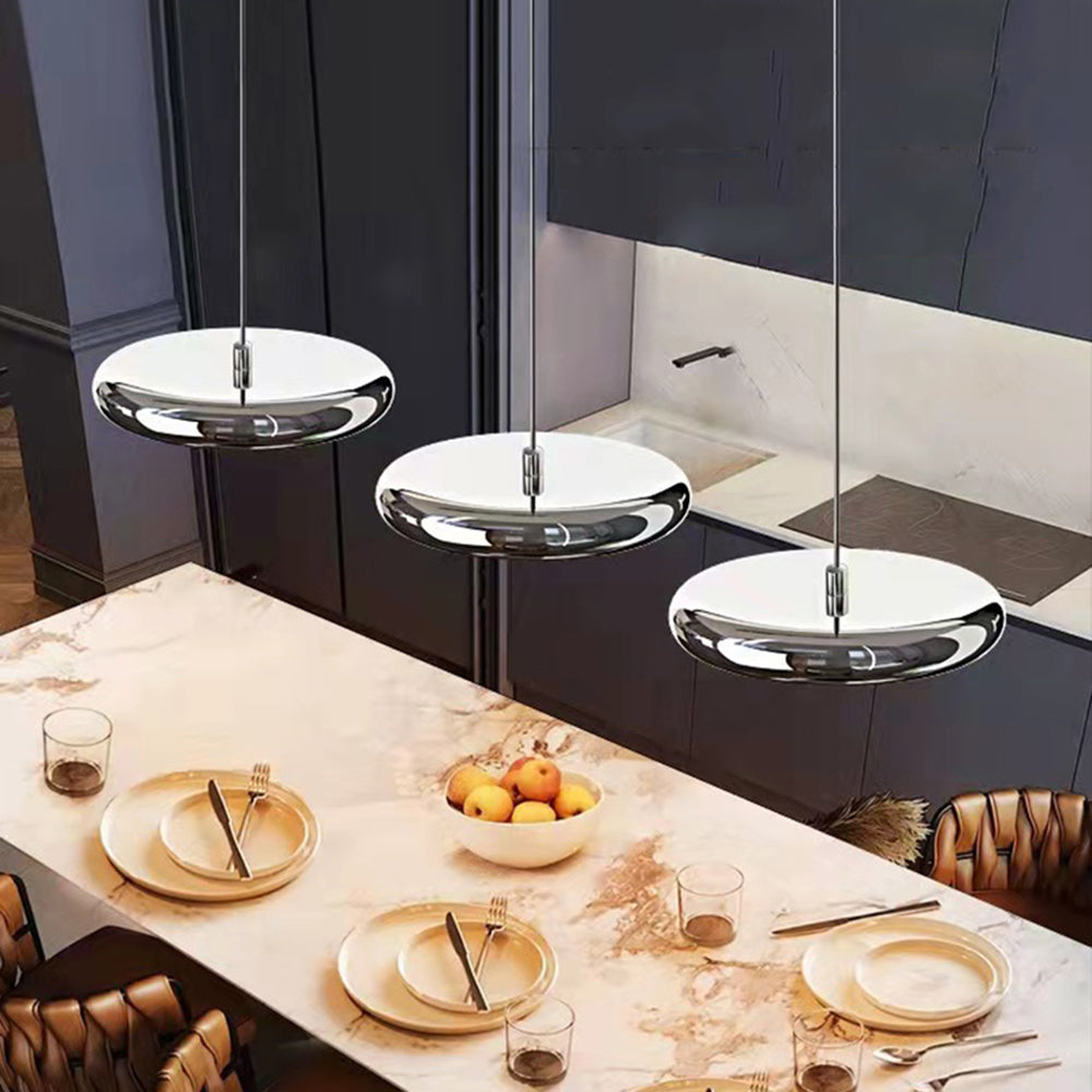 Arisha Suspension Ronde Moderne, Métal/Acrylique, Argent/Or/Rose Rouge, Salon