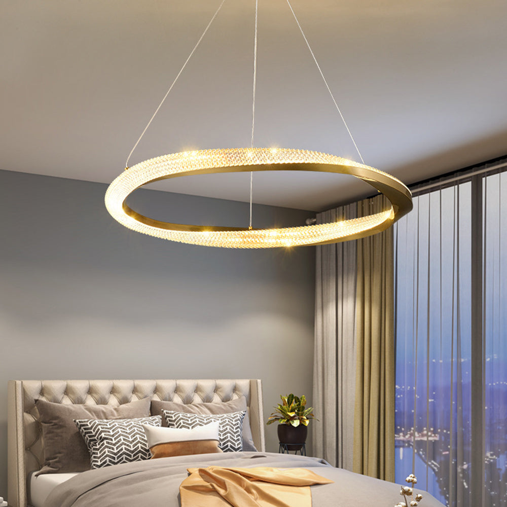 Arisha Suspension Anneau Moderne, Métal/Acrylique, Or/Argent, Salon/Chambre à Coucher - Neutralighting