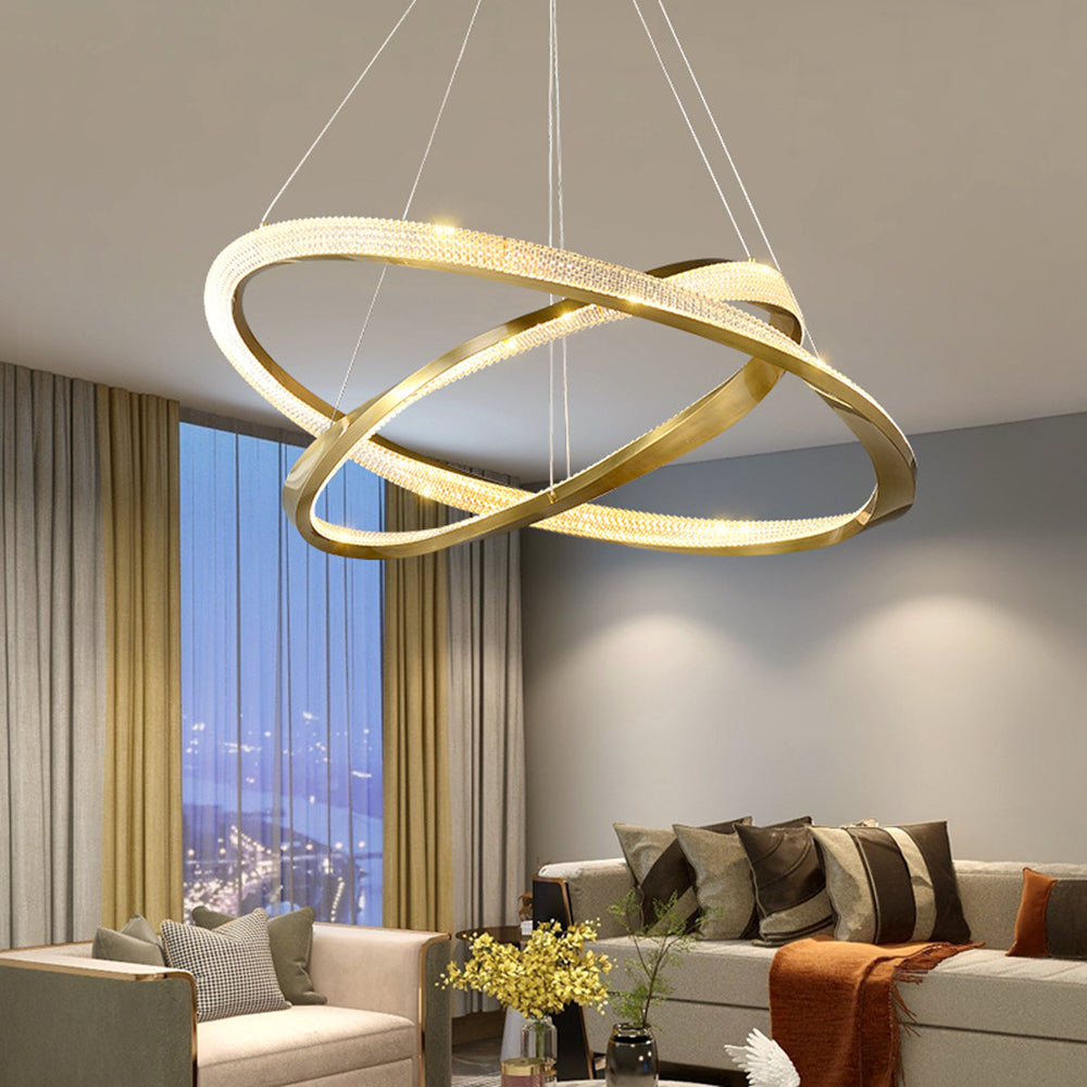 Arisha Suspension Anneau Moderne, Métal/Acrylique, Or/Argent, Salon/Chambre à Coucher - Neutralighting