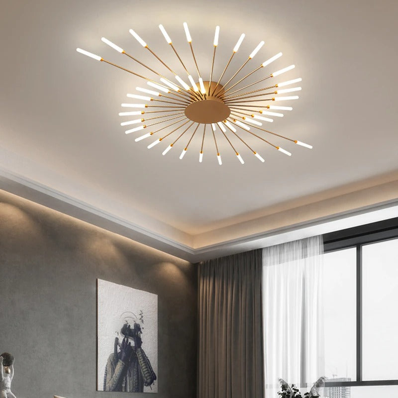 Wesley Plafonnier Fireworks Design Artistique Noir/Doré - Neutralighting