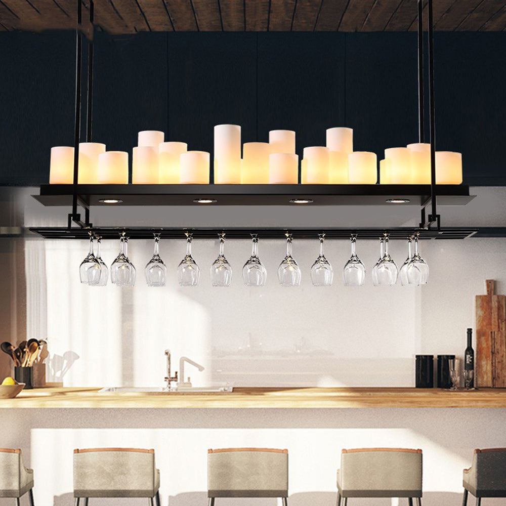 Silva Suspension Cylindre Moderne, Métal/Verre, Blanc/Noir, Restaurant/Bar - Neutralighting