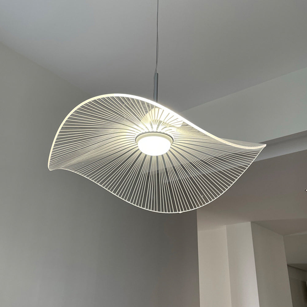 Arisha Suspension Feuille de lotus Contemporaine, Métal/Acrylique, Blanc, Salle de Séjour/Chambre à Coucher - Neutralighting