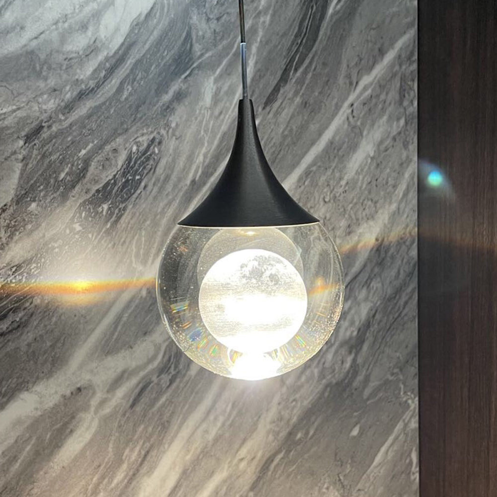 Aria Suspension Globe Inhabituel, Métal/Cristal, Noir/Blanc, Chevet/Salon - Neutralighting