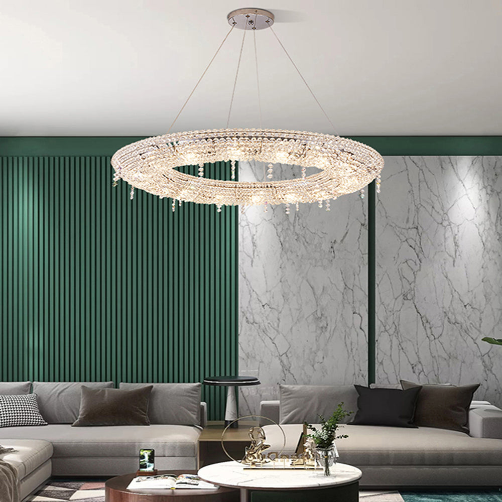 Kristy Suspension Anneau Nordique, Métal/Cristal, Doré, Chambre à Coucher/Salon