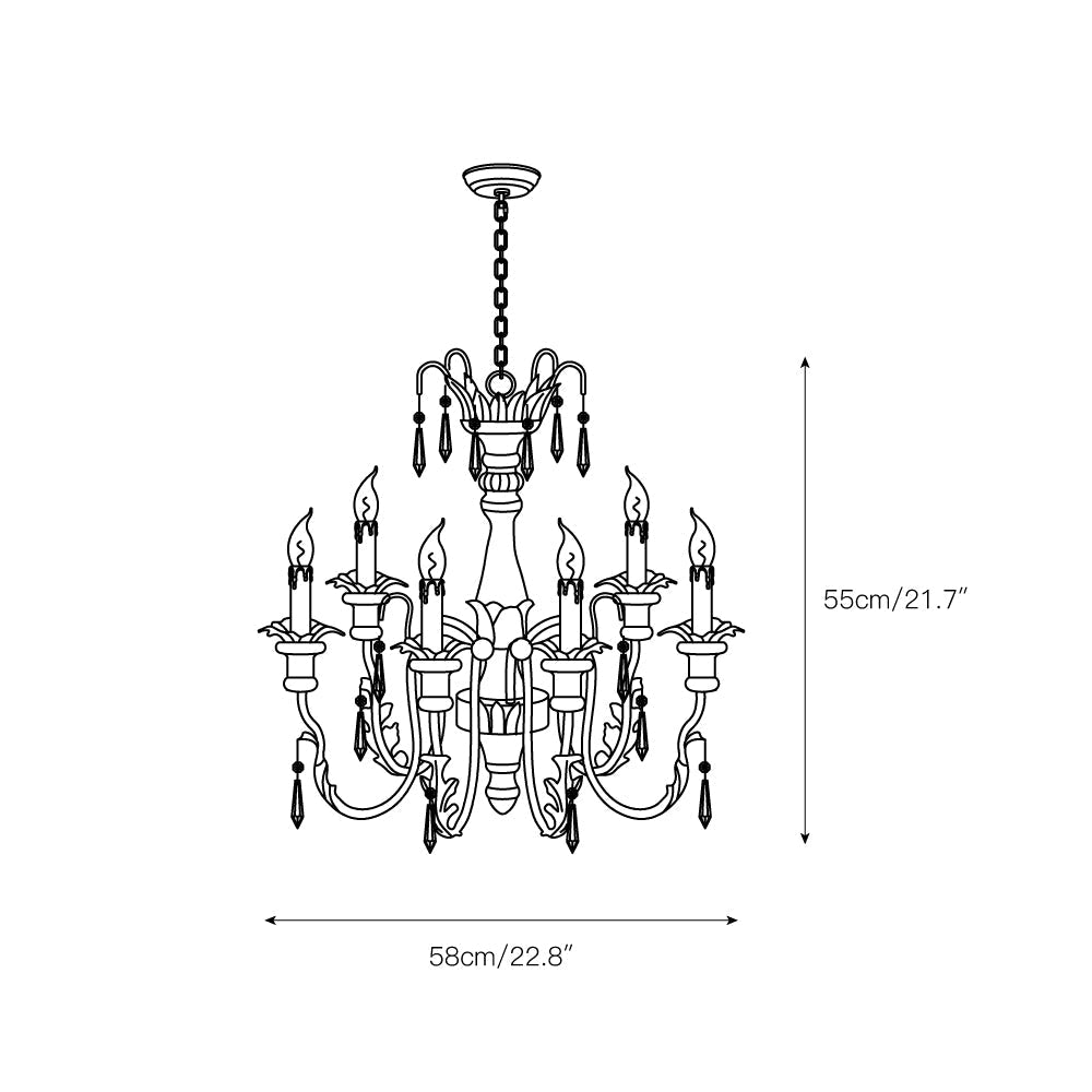 Elmarisra Vintage Luxury Solid Wood Carved Metal Chandelier - Lamp Copper