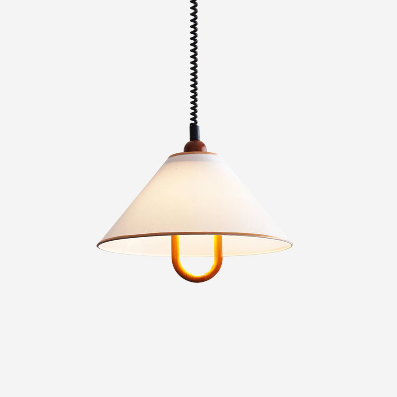Makoto Suspension Lampe Tissu Cone Bois Réglable - Neutralighting