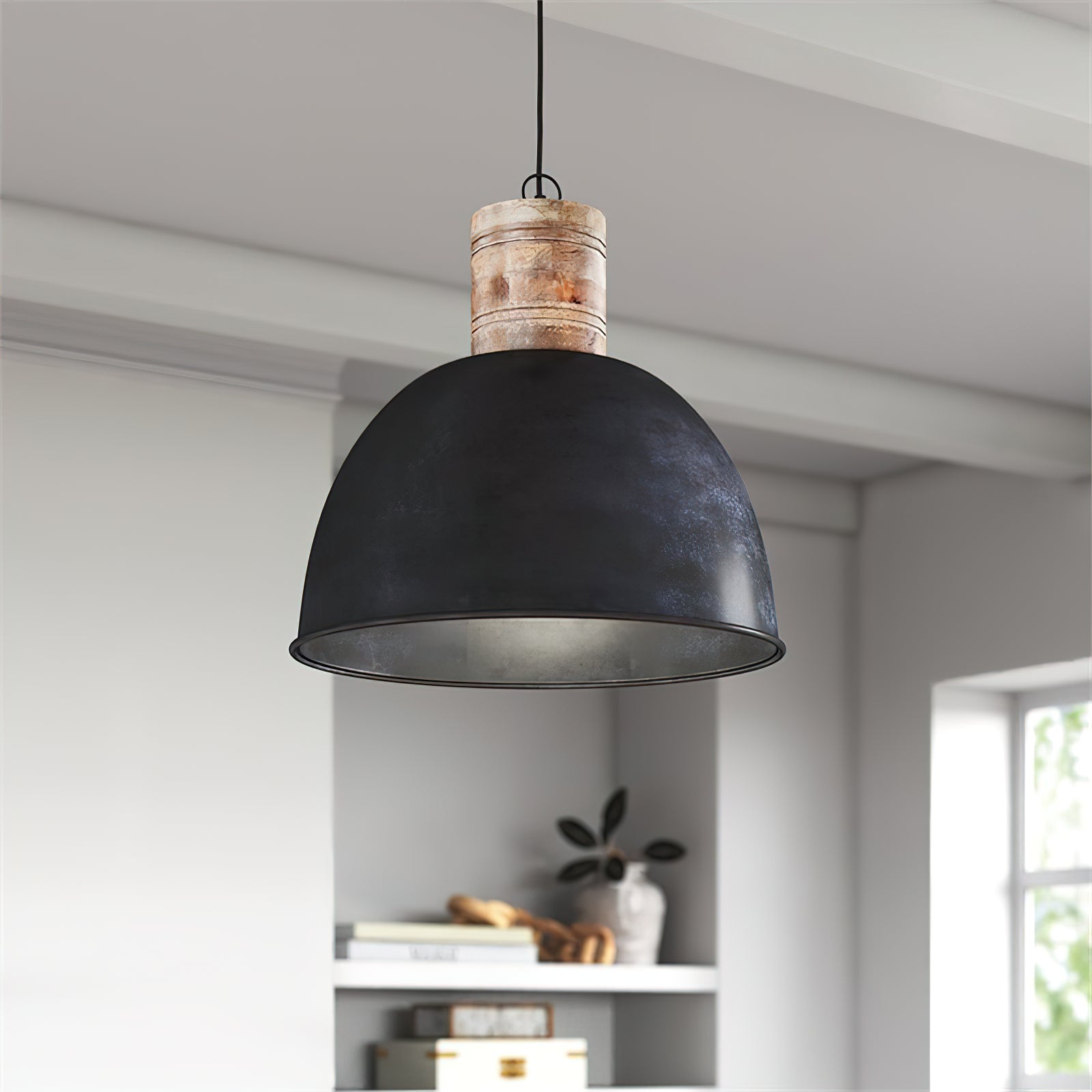 Ilshaos Vintage Industrial Wooden Metal Pendant Lamp - Lamp Copper