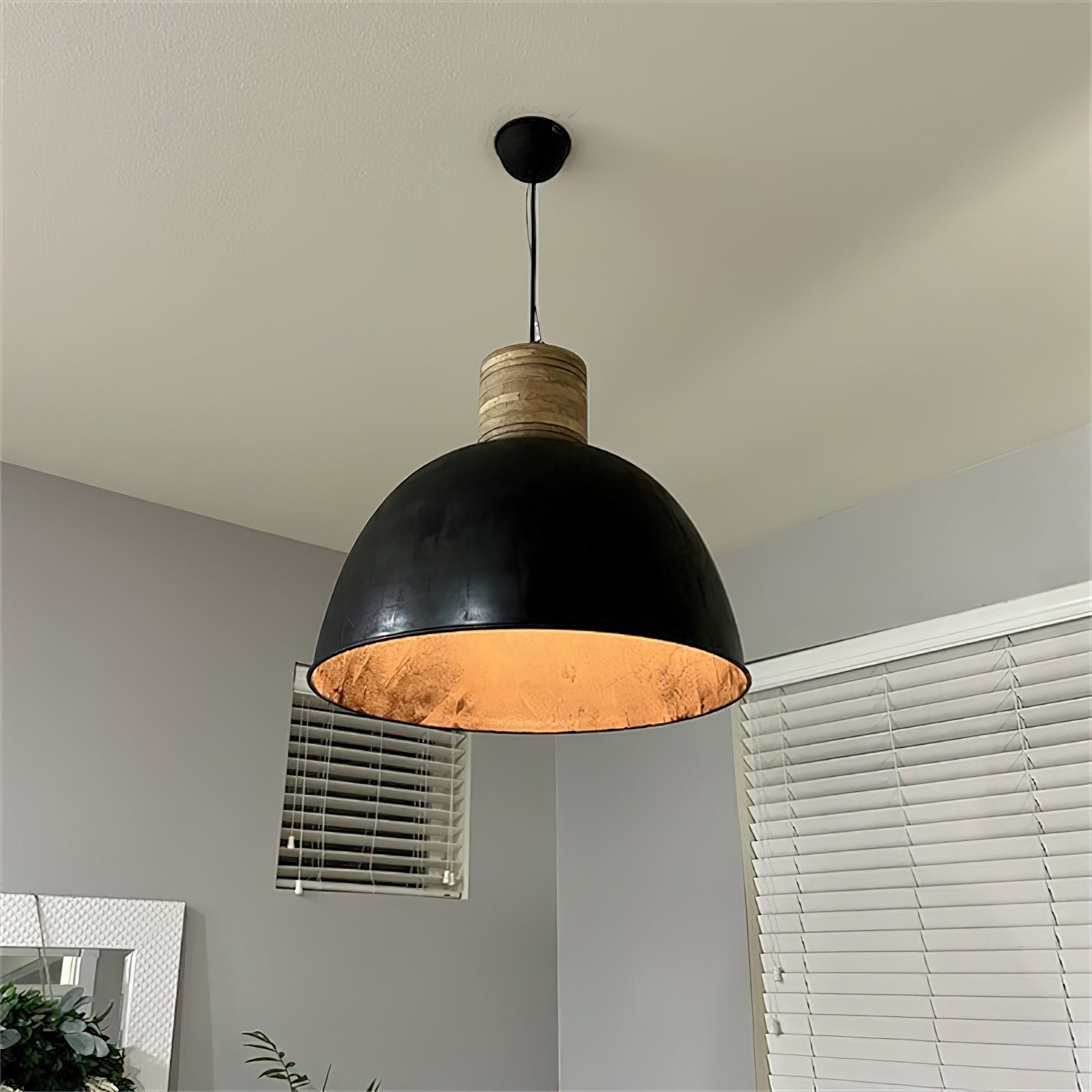 Ilshaos Vintage Industrial Wooden Metal Pendant Lamp - Lamp Copper