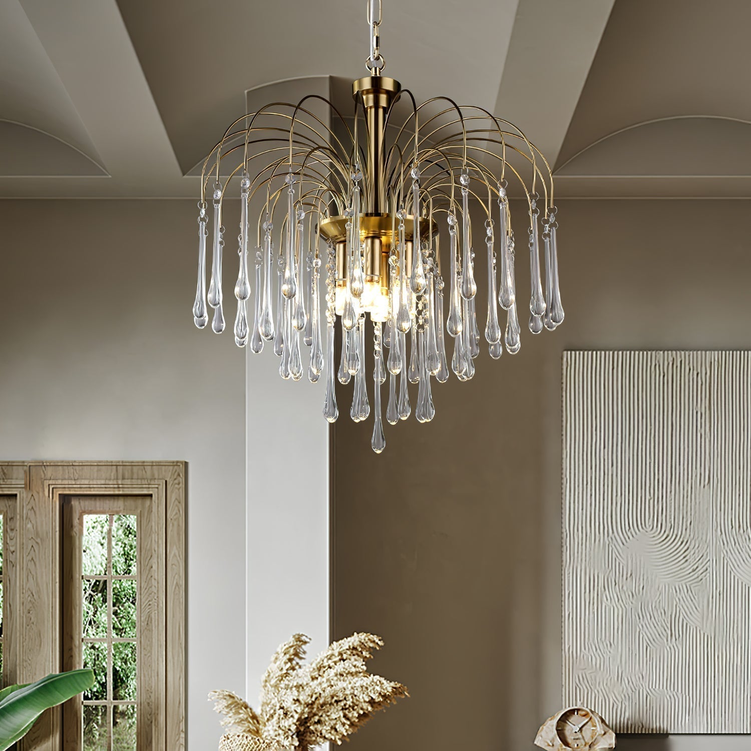 Lustra Chandelier Bras Dorés et Cristal - Neutralighting