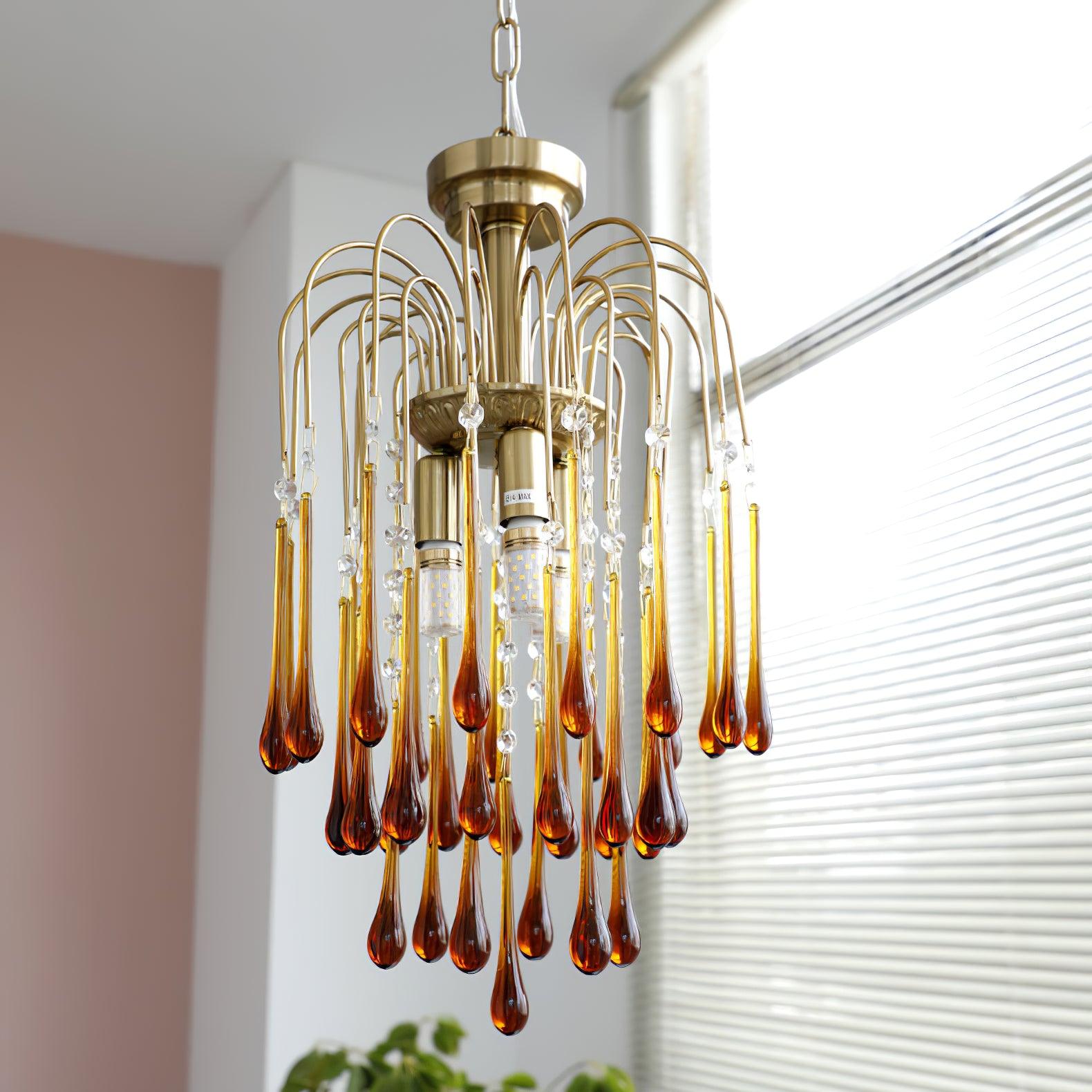 Lustra Chandelier Bras Dorés et Cristal - Neutralighting