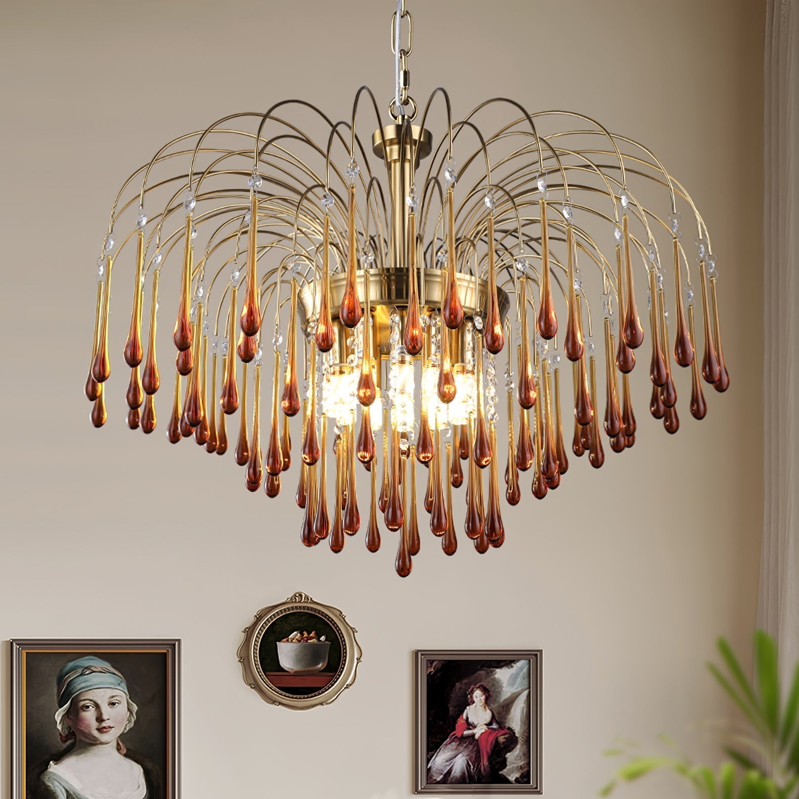 Lustra Chandelier Bras Dorés et Cristal - Neutralighting