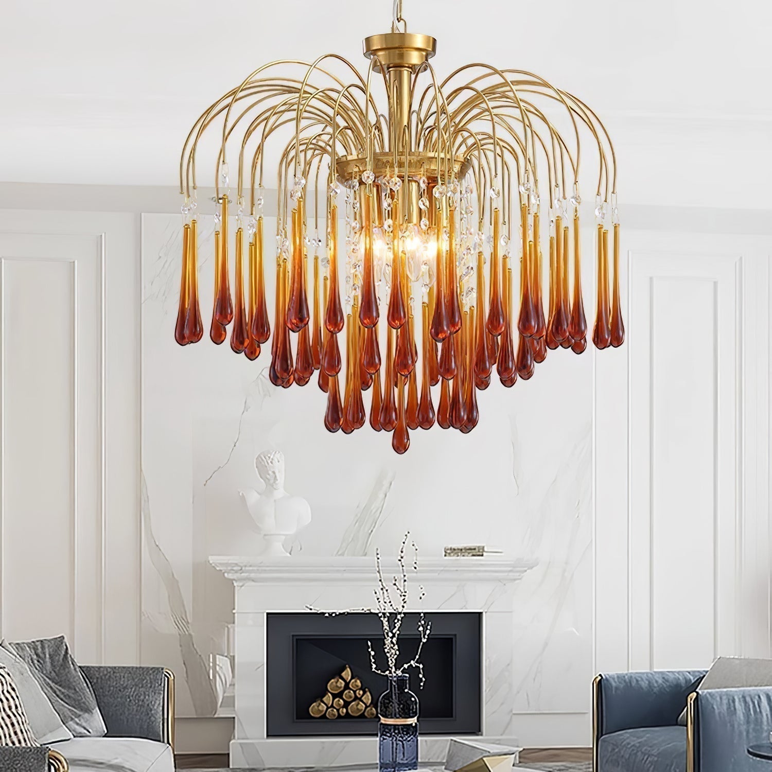 Lustra Chandelier Bras Dorés et Cristal - Neutralighting