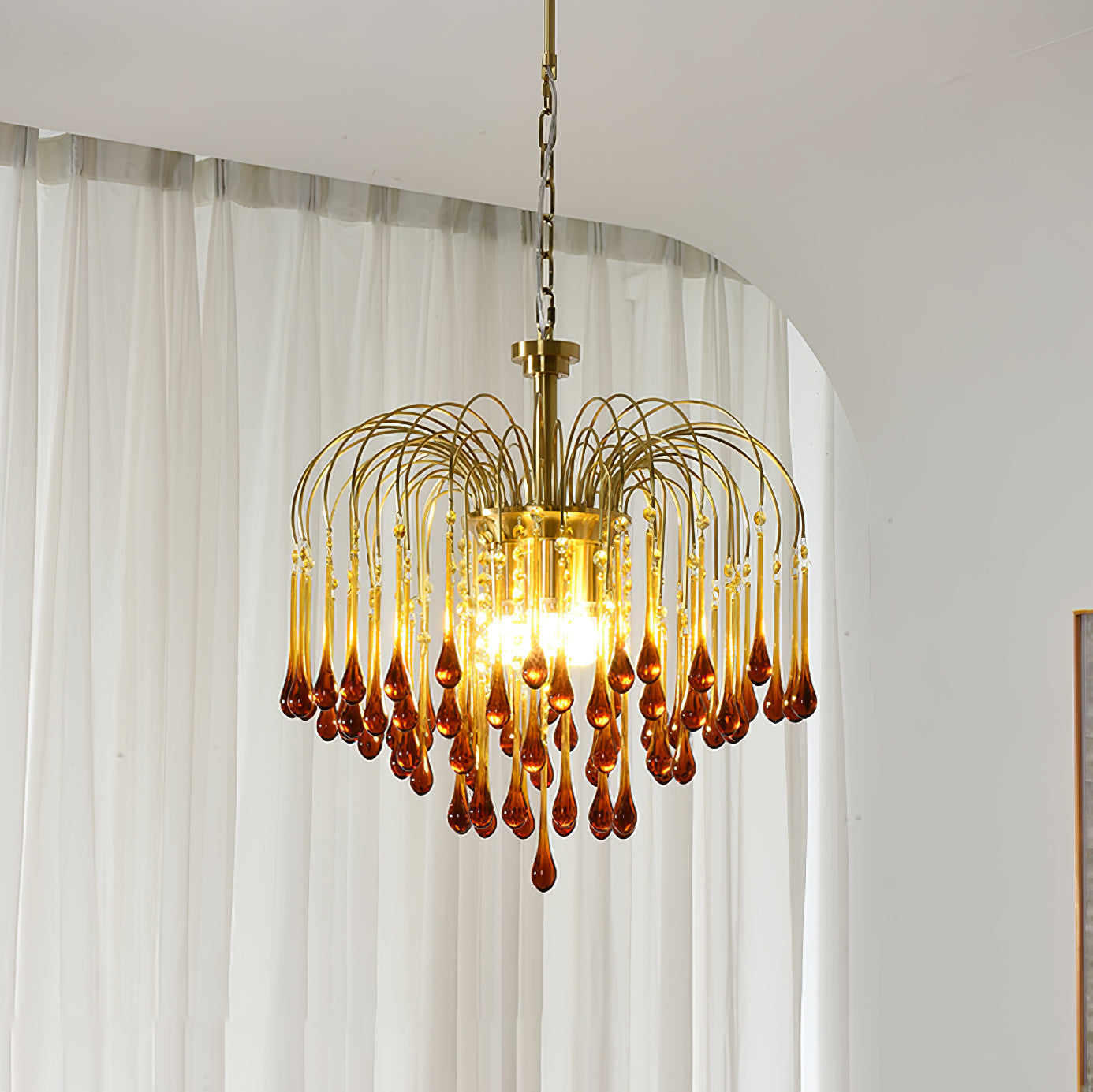 Lustra Chandelier Bras Dorés et Cristal - Neutralighting