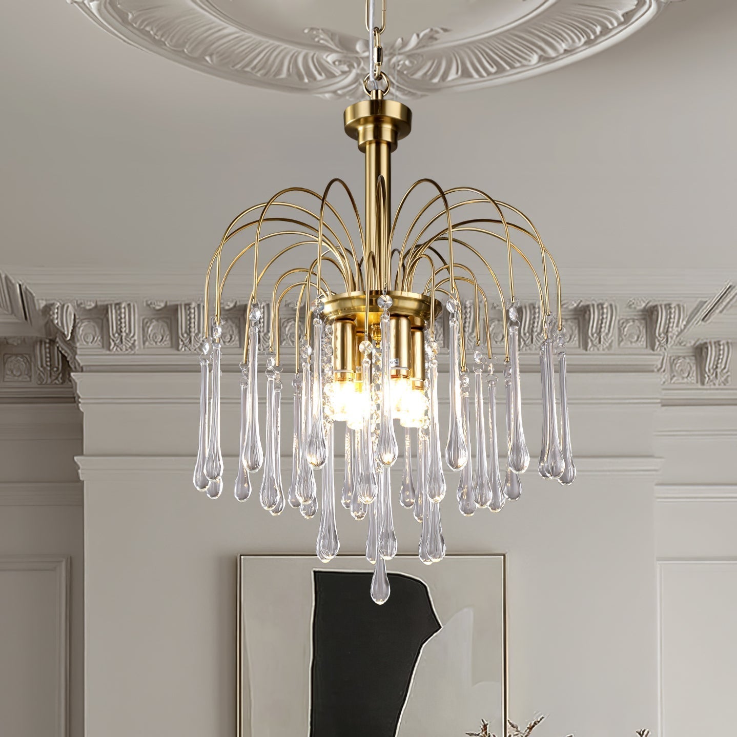 Lustra Chandelier Bras Dorés et Cristal - Neutralighting