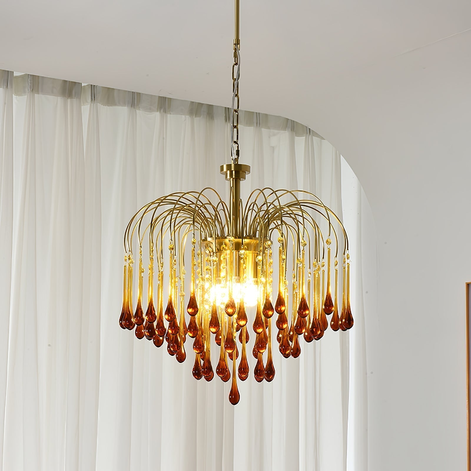 Lustra Chandelier Bras Dorés et Cristal - Neutralighting