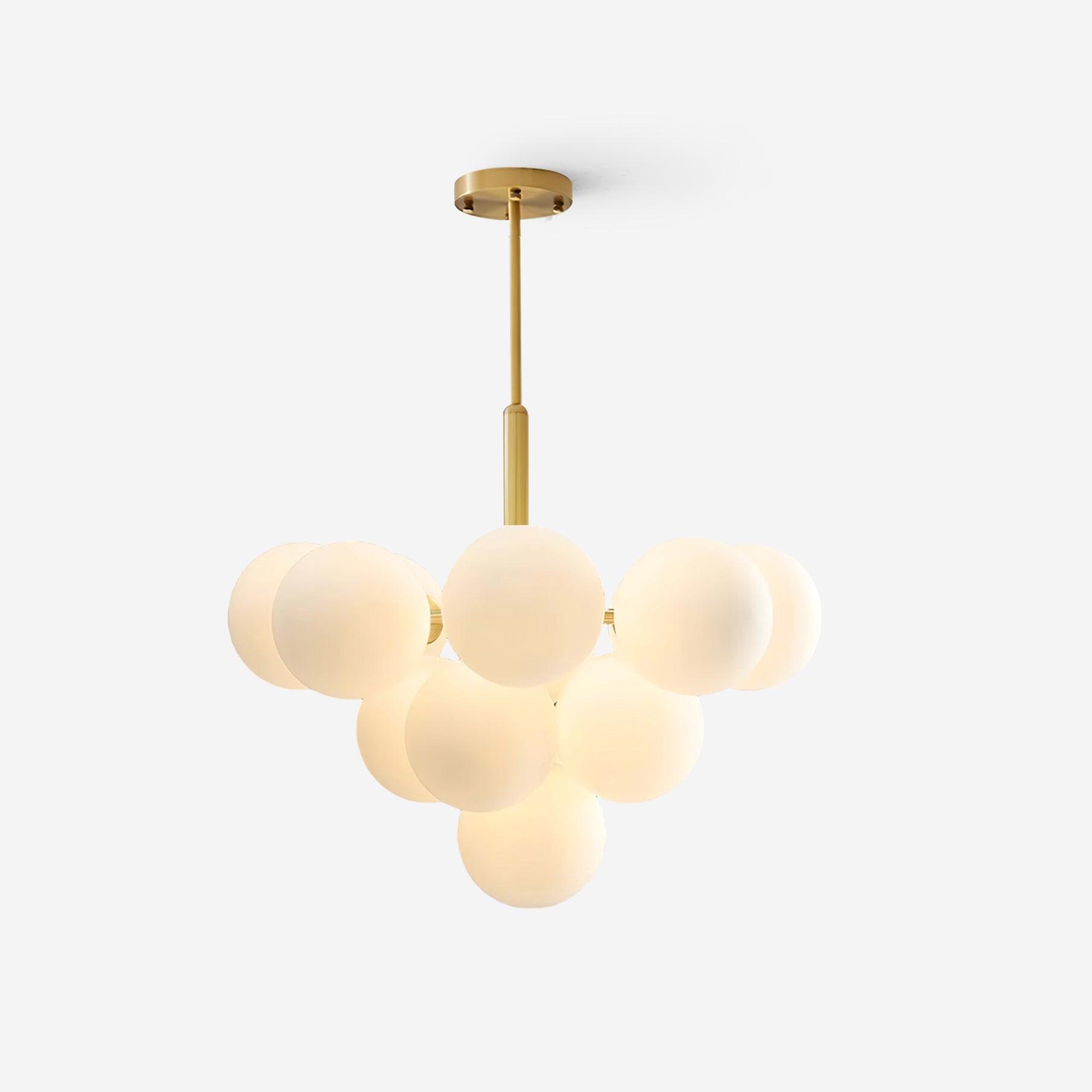 Lustre Globe en Verre Cluster Cadre en Laiton Moderne Minimaliste pour Maison - Neutralighting