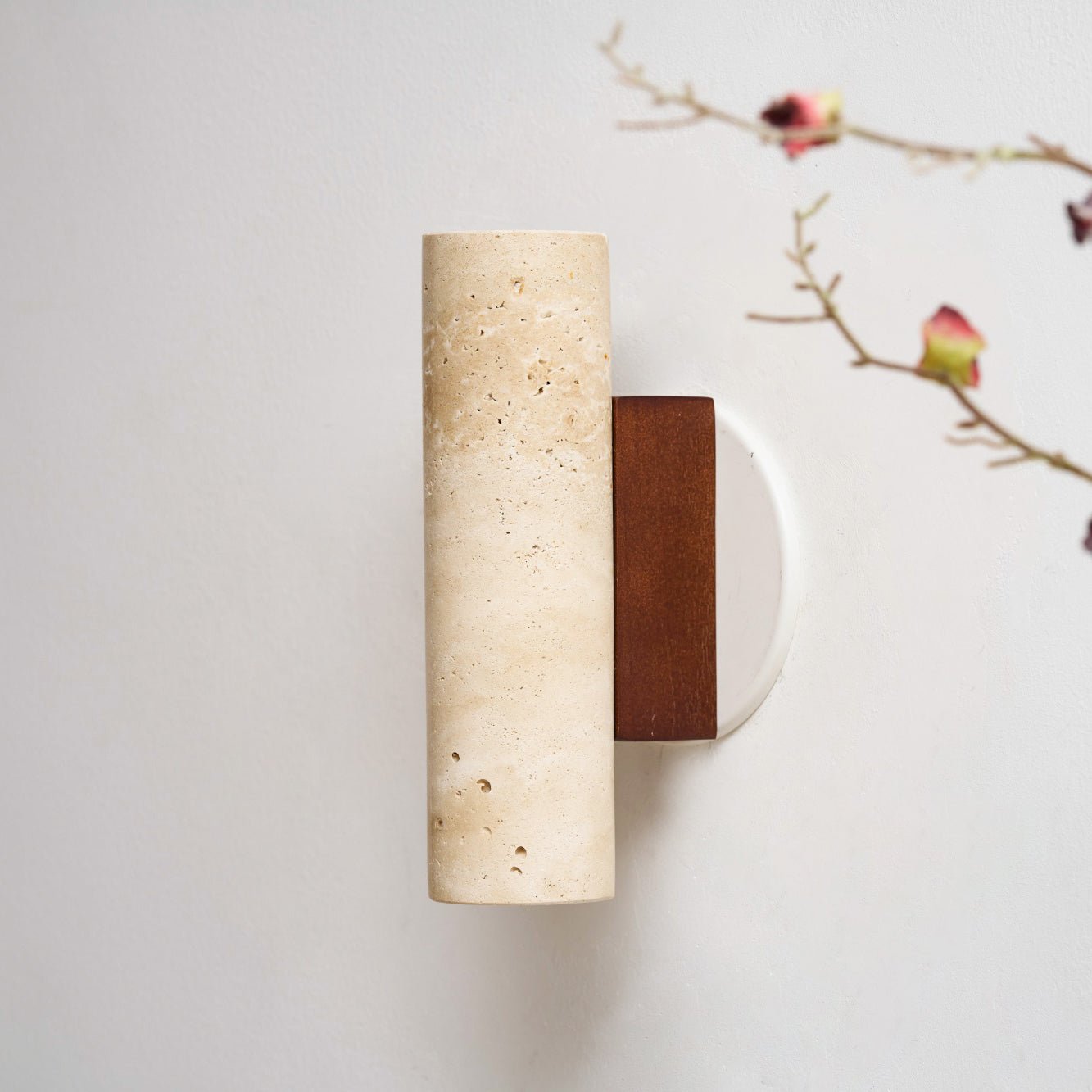 Celore Cylinder-Wood Travertine Wall Light - Letslighting