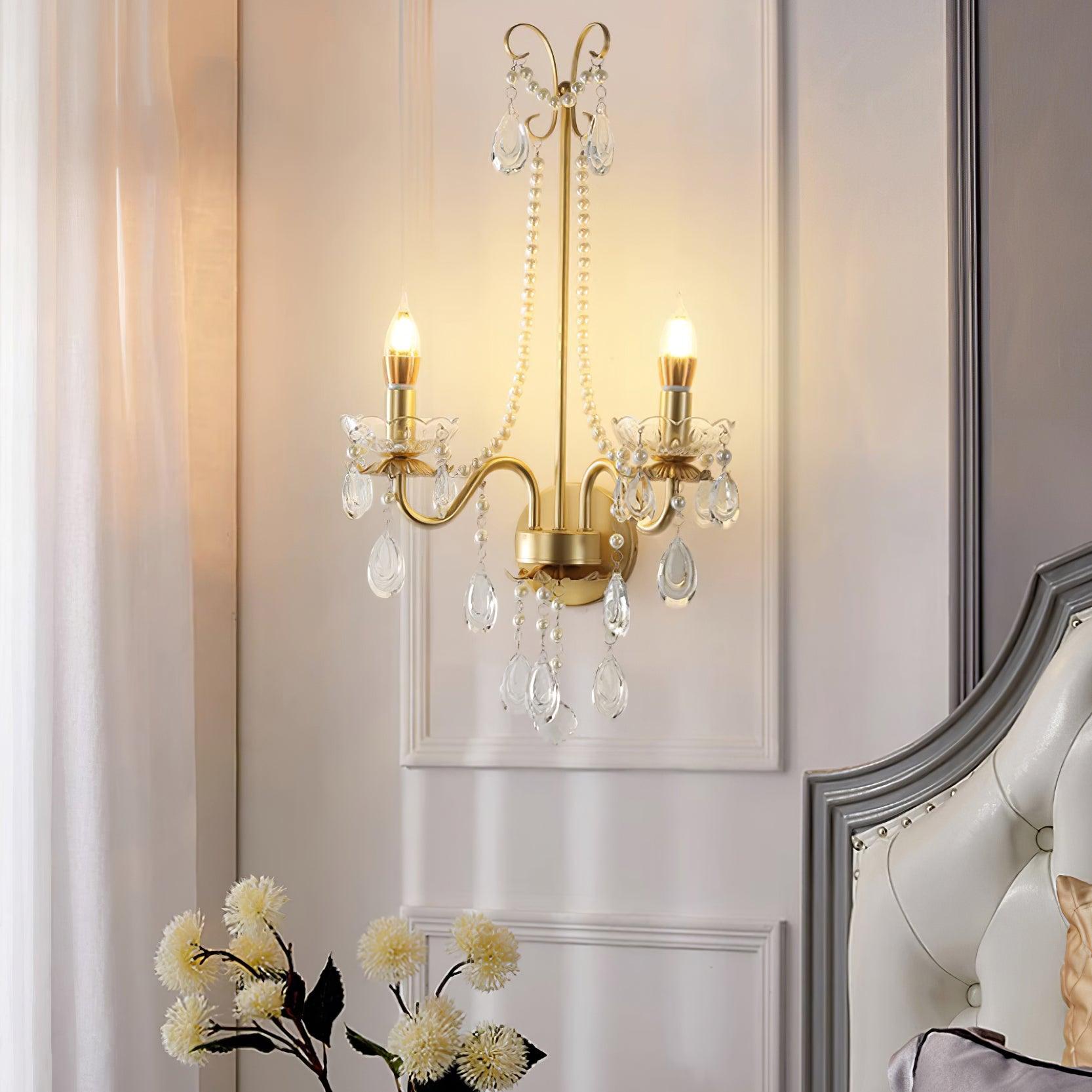 Wall Lamp Crystal Pearls Ornate Elegant Chic Home Elegant - Letslighting