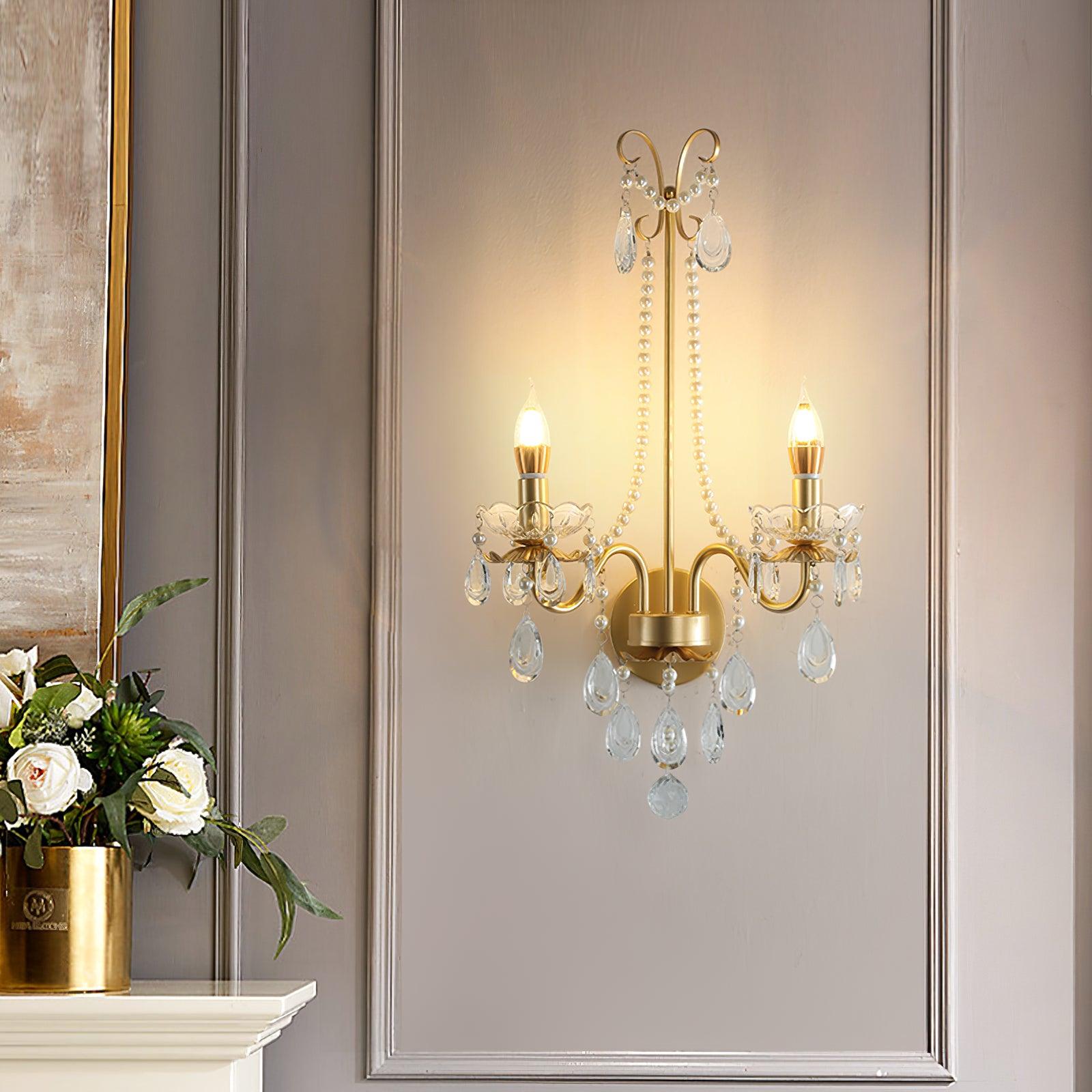 Wall Lamp Crystal Pearls Ornate Elegant Chic Home Elegant - Letslighting