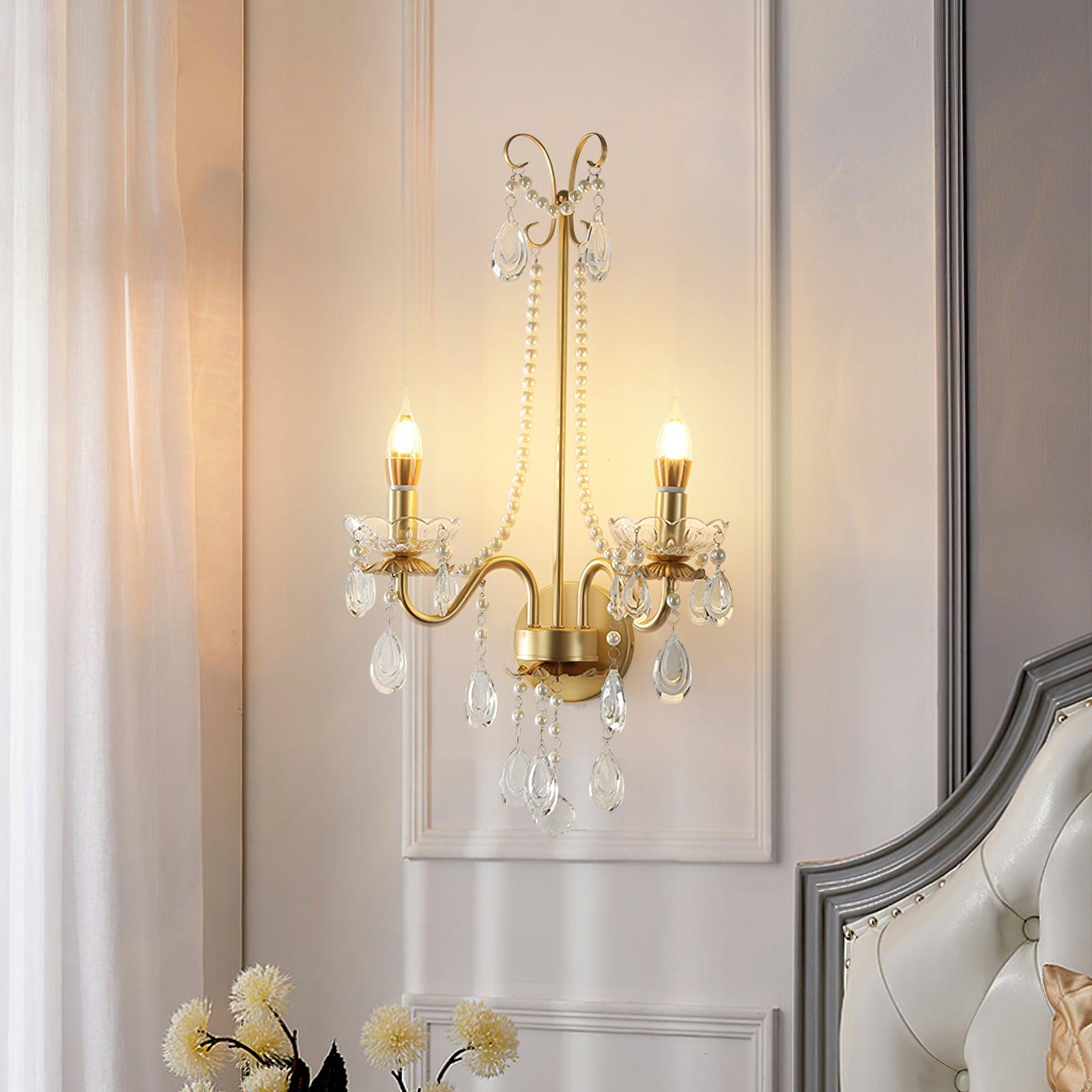 Wall Lamp Crystal Pearls Ornate Elegant Chic Home Elegant - Letslighting