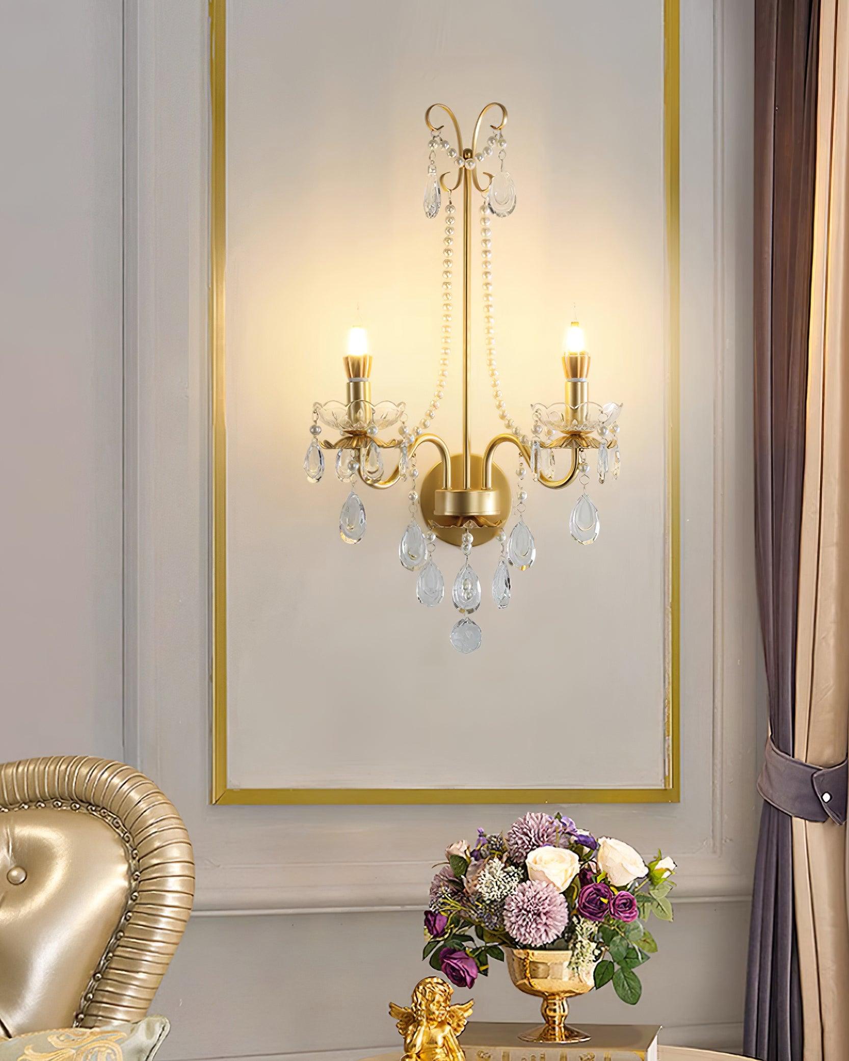 Wall Lamp Crystal Pearls Ornate Elegant Chic Home Elegant - Letslighting