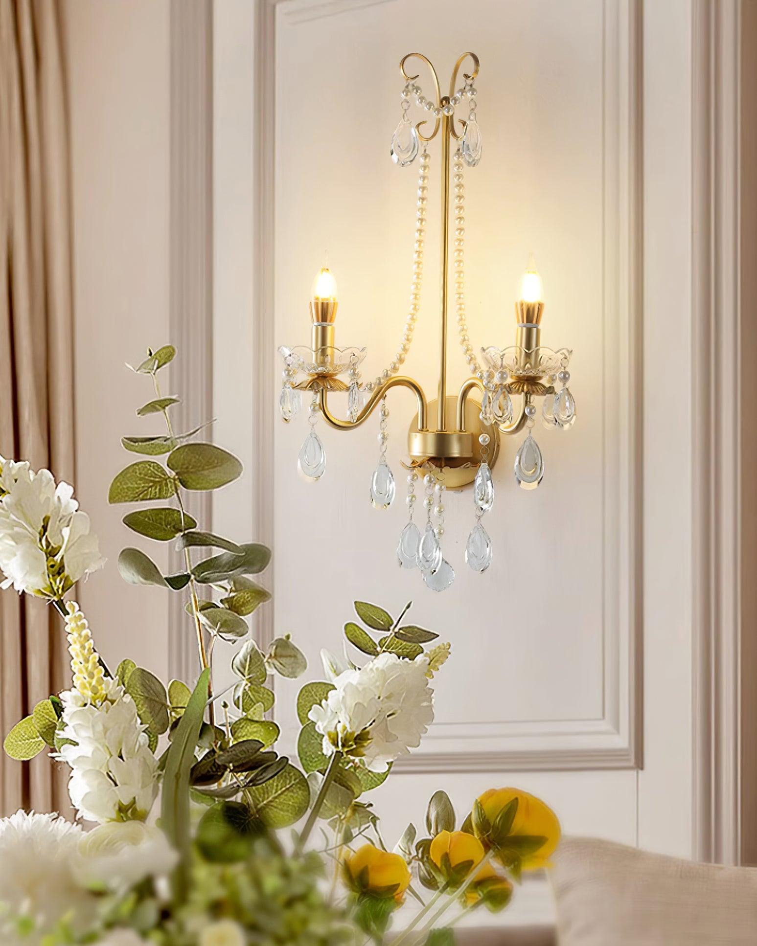 Wall Lamp Crystal Pearls Ornate Elegant Chic Home Elegant - Letslighting