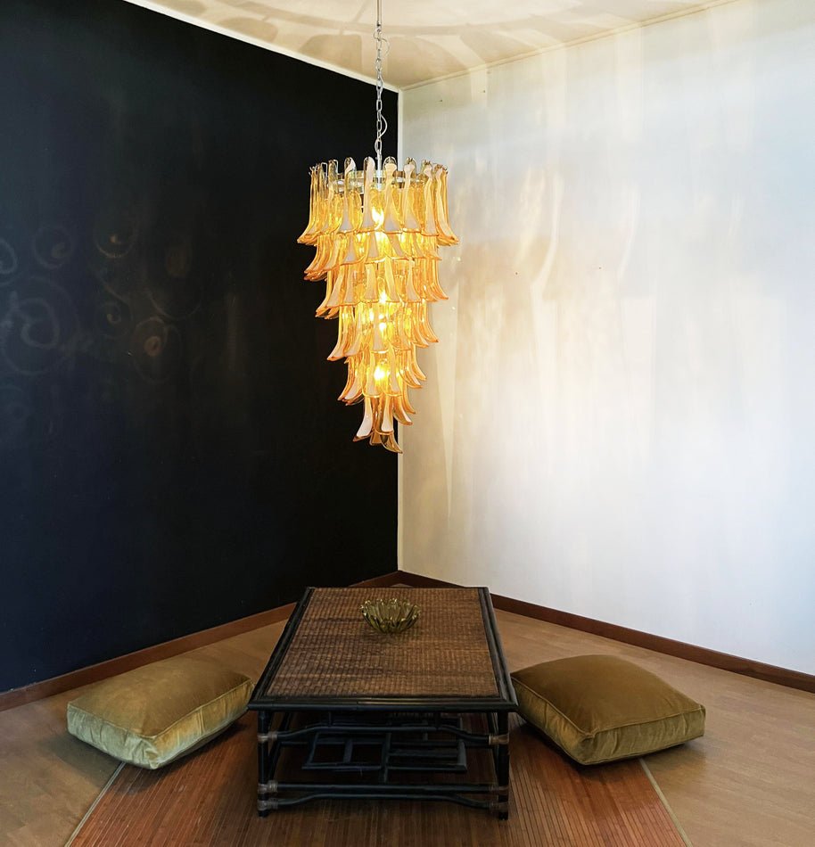 Aurora Chandelier Gold Murano Glass Petals Layered Cascading - Letslighting