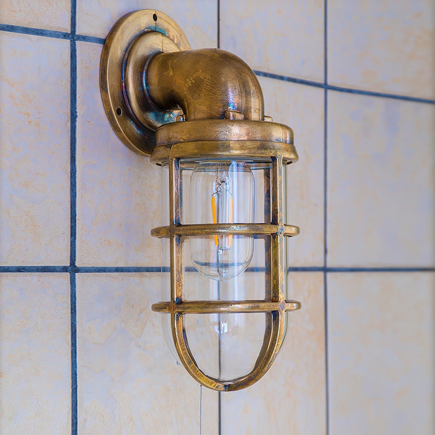 Evthaia Applique Murale Métal Verre Industriel Vintage - Neutralighting