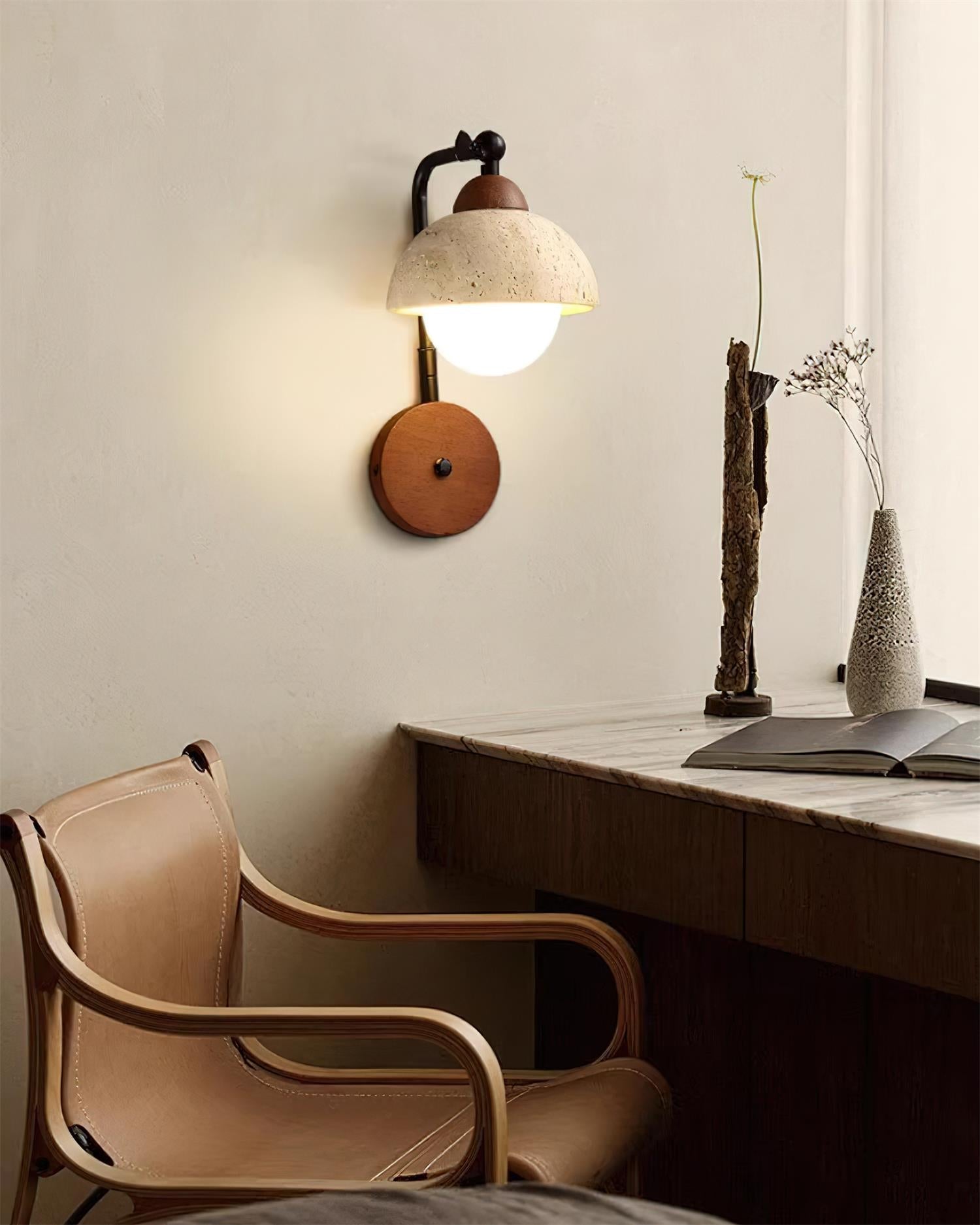 Solaro Applique Murale Travertin Blanc Globe Opalescent - Neutralighting