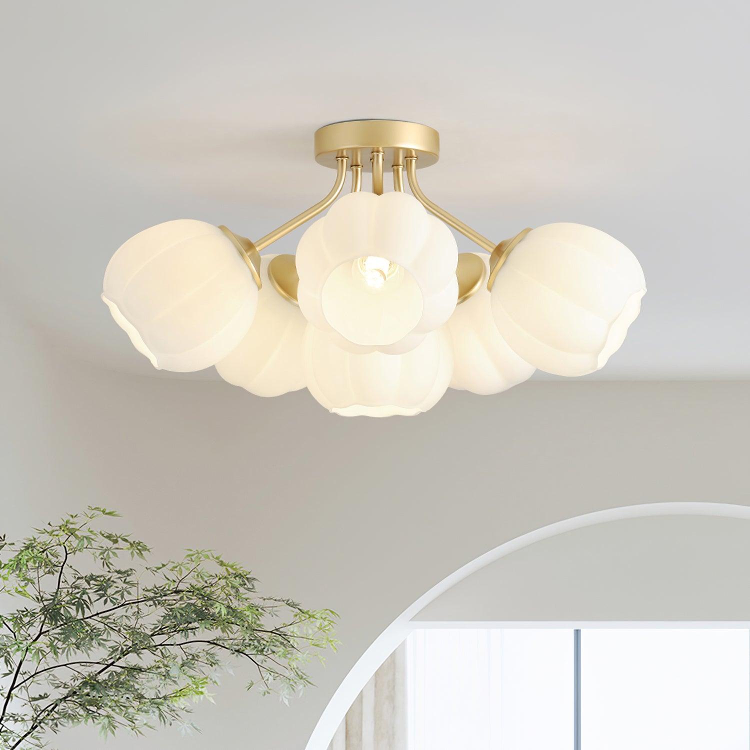 Rialto Plafonnier Romantique en Verre Floral - Neutralighting