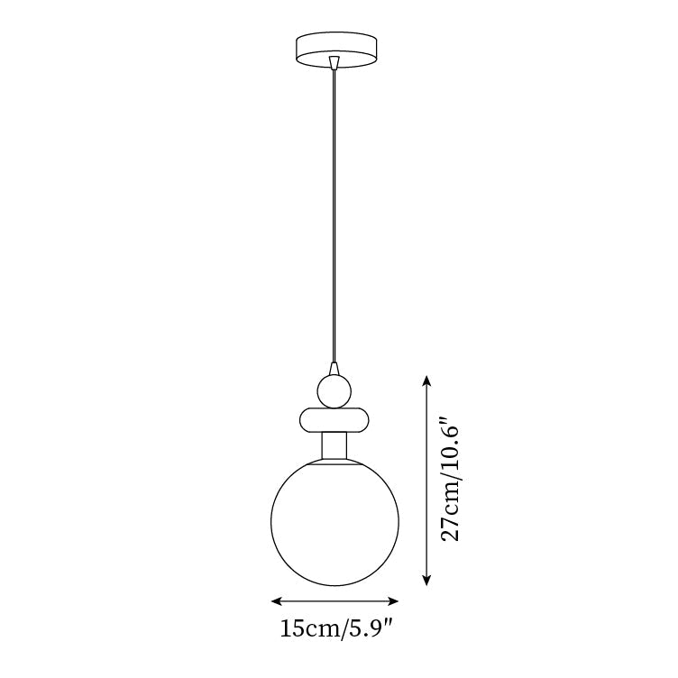 Marra Globe Pendant Lamp Matte Black Wood Frosted - Letslighting