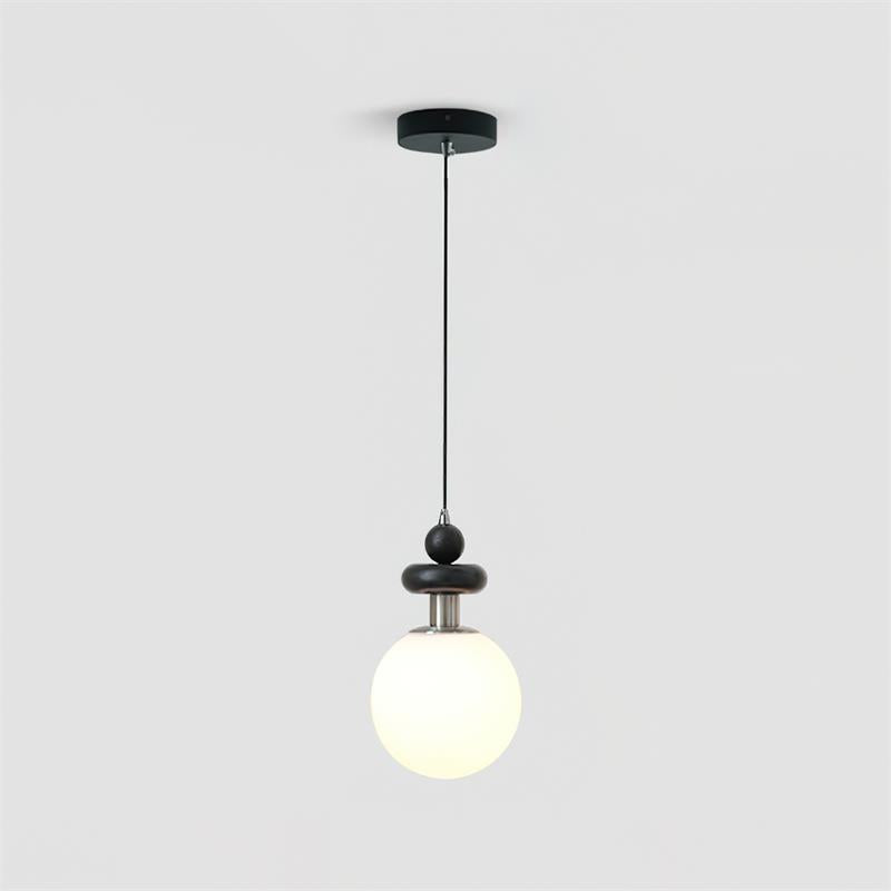 Marra Globe Pendant Lamp Matte Black Wood Frosted - Letslighting