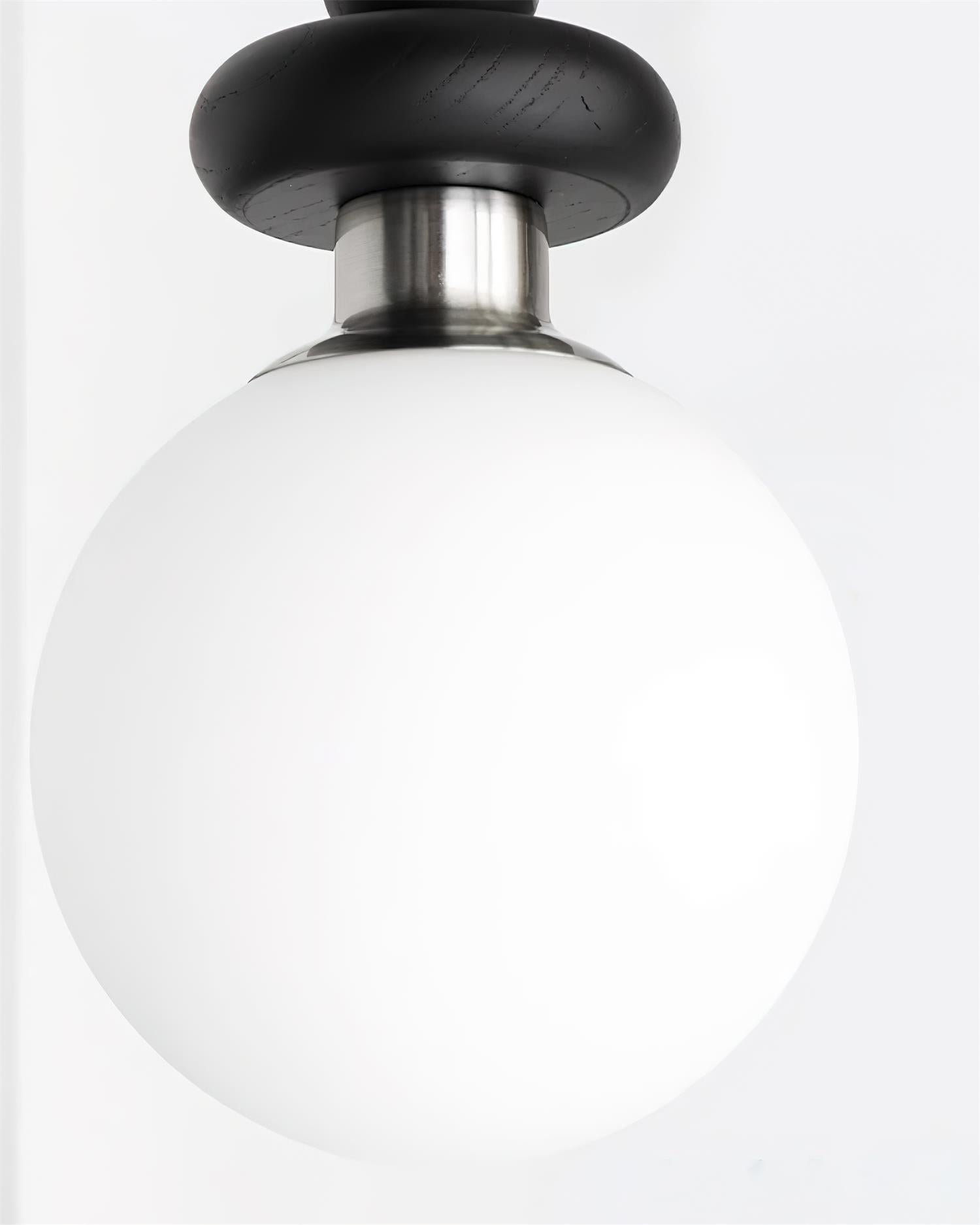 Marra Globe Pendant Lamp Matte Black Wood Frosted - Letslighting