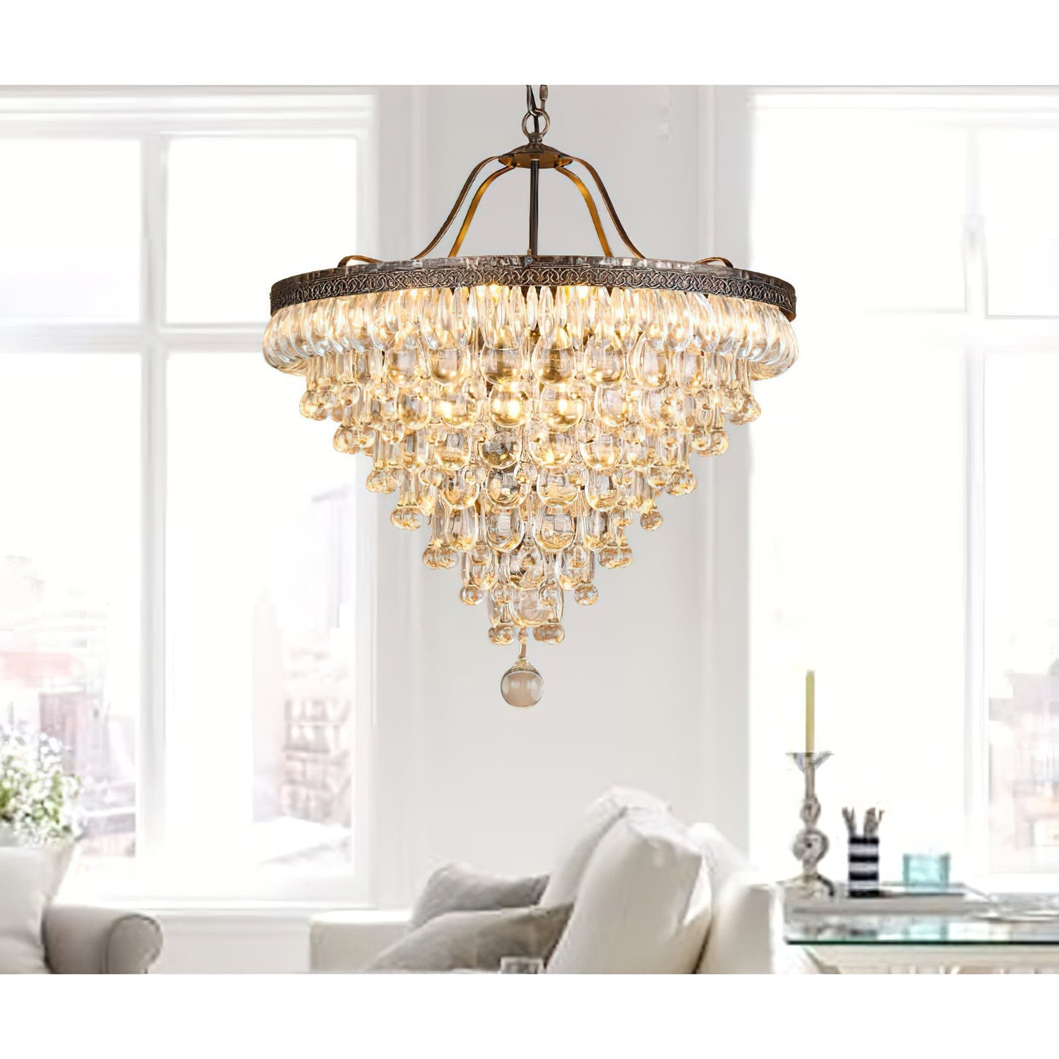 Blink Lustre Unique En Cristal Et Métal En Forme De Pyramide Inversée - Neutralighting