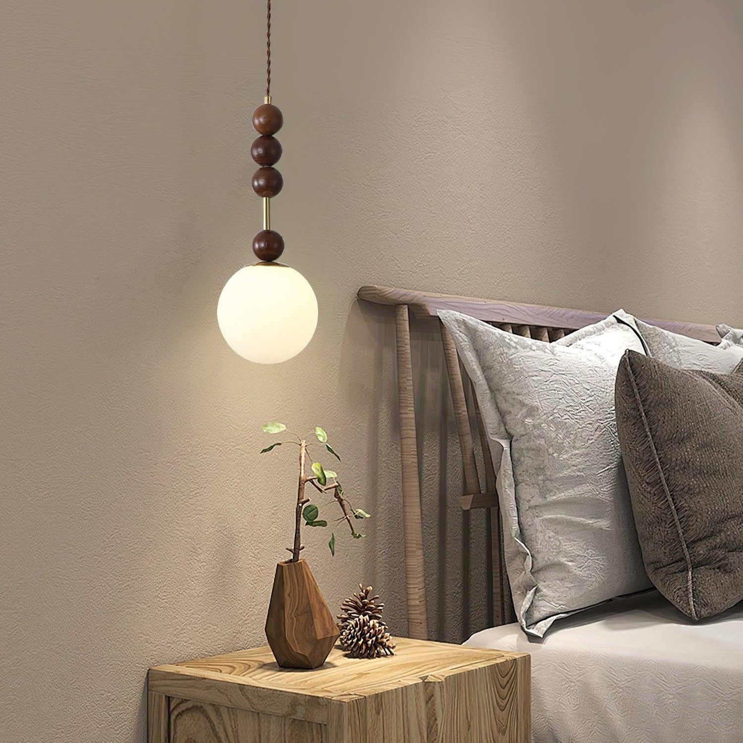 Norn Suspension Verre Perles en Bois - Neutralighting