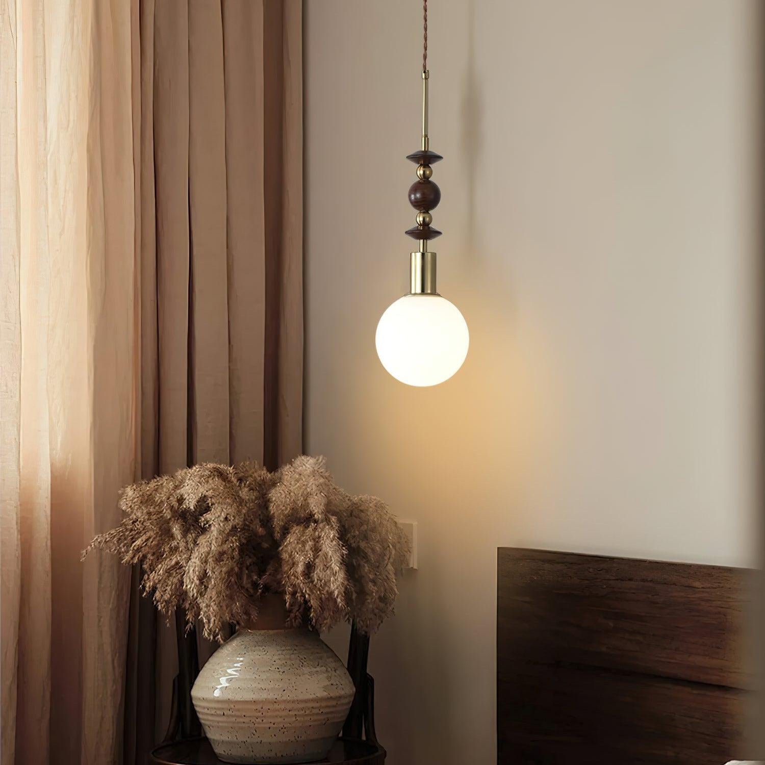 Norn Suspension Verre Perles en Bois - Neutralighting