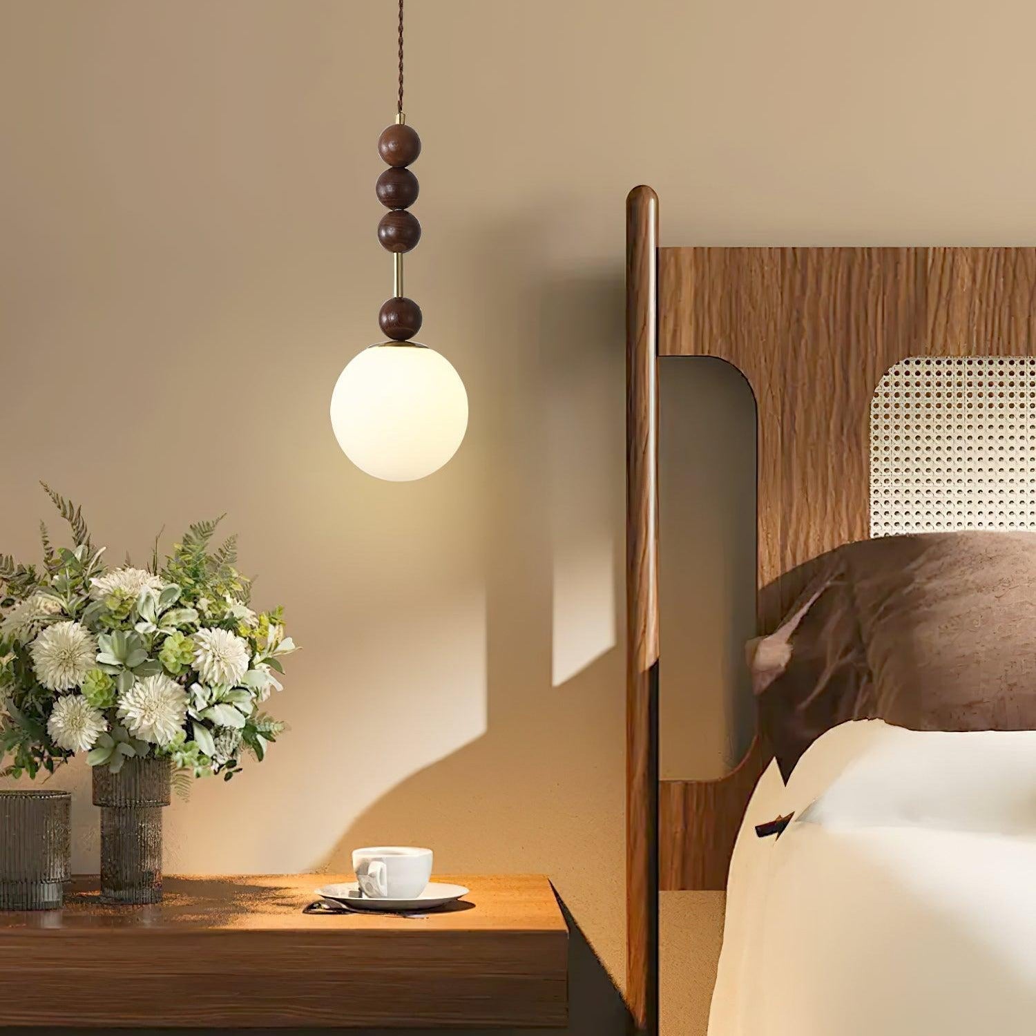 Norn Suspension Verre Perles en Bois - Neutralighting