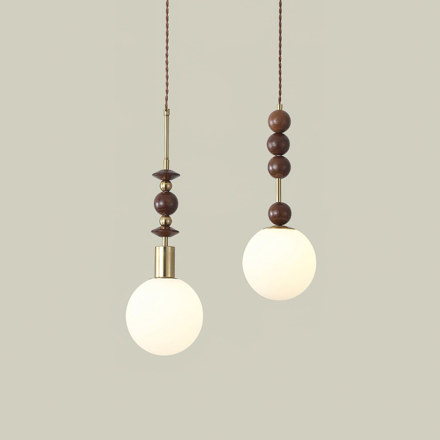 Norn Suspension Verre Perles en Bois - Neutralighting