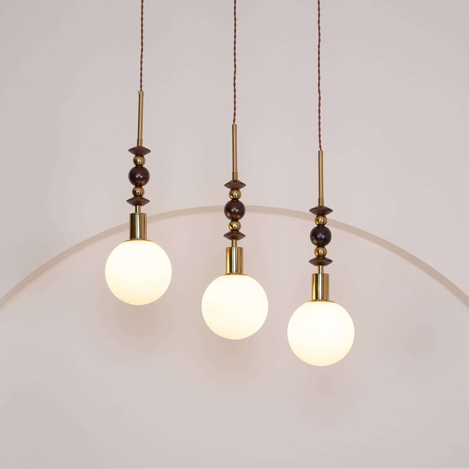 Norn Suspension Verre Perles en Bois - Neutralighting