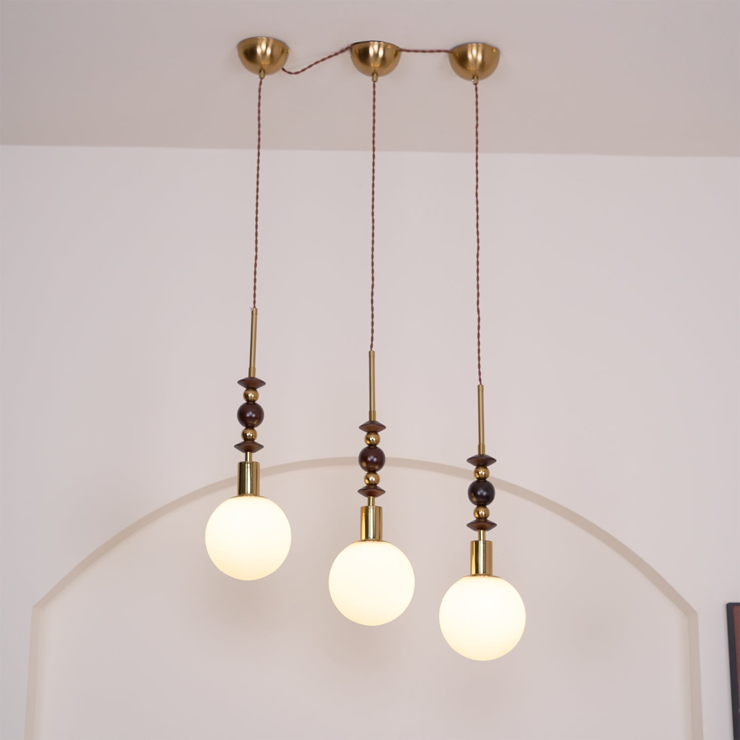 Norn Suspension Verre Perles en Bois - Neutralighting