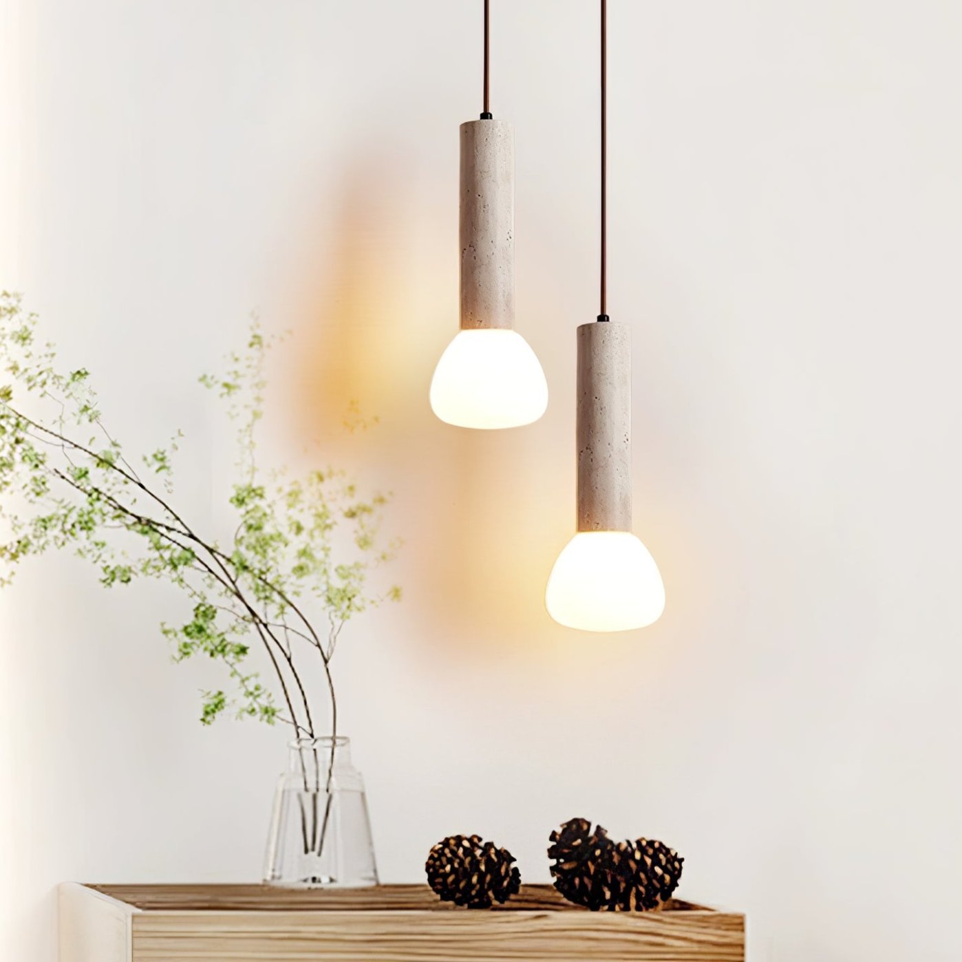 Cicaris Lampe Suspendue Minimaliste en Travertin - Neutralighting