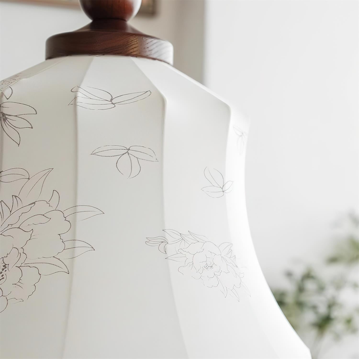 Materia Pendant Lamp Line Art Floral Wood Rustic - Letslighting