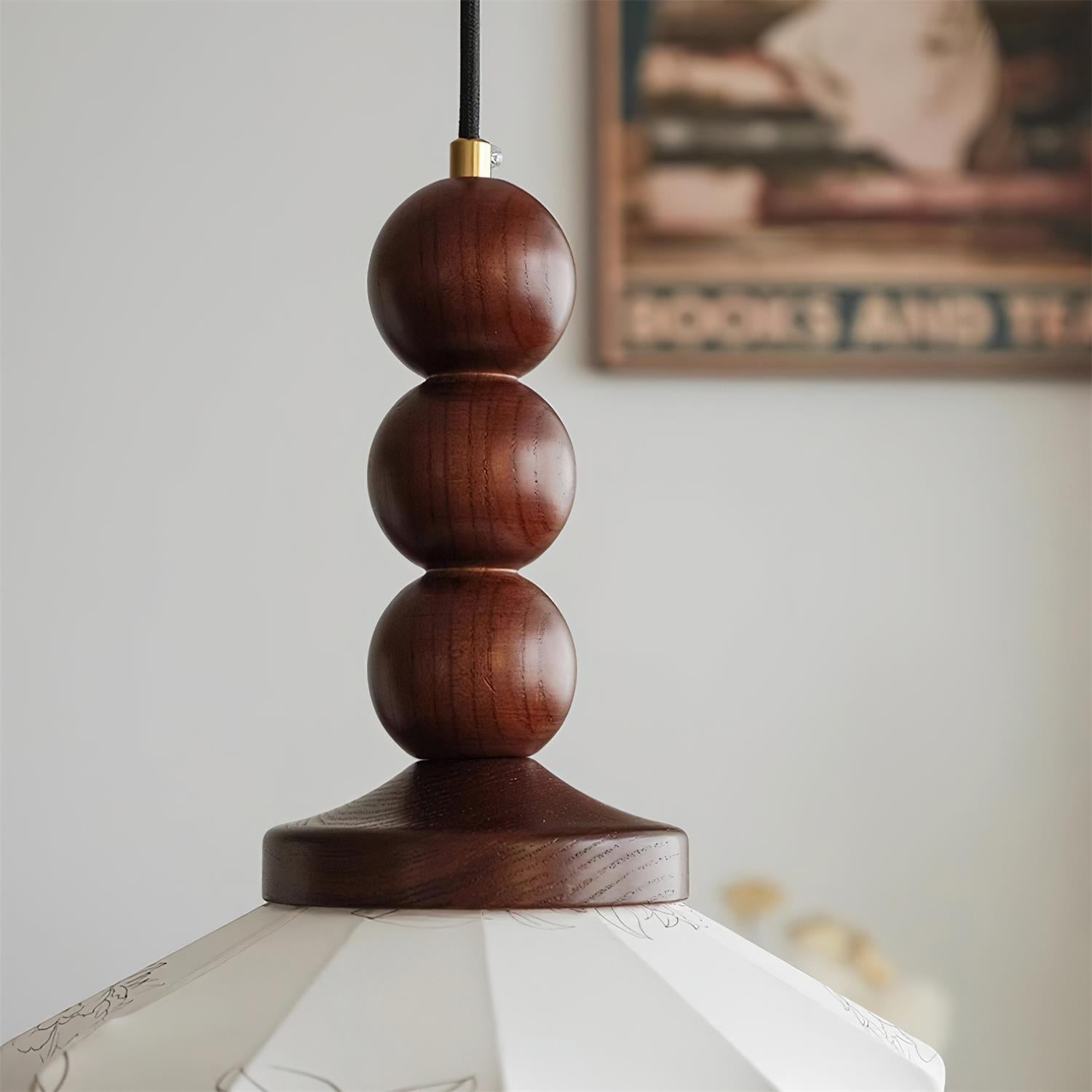 Materia Pendant Lamp Line Art Floral Wood Rustic - Letslighting