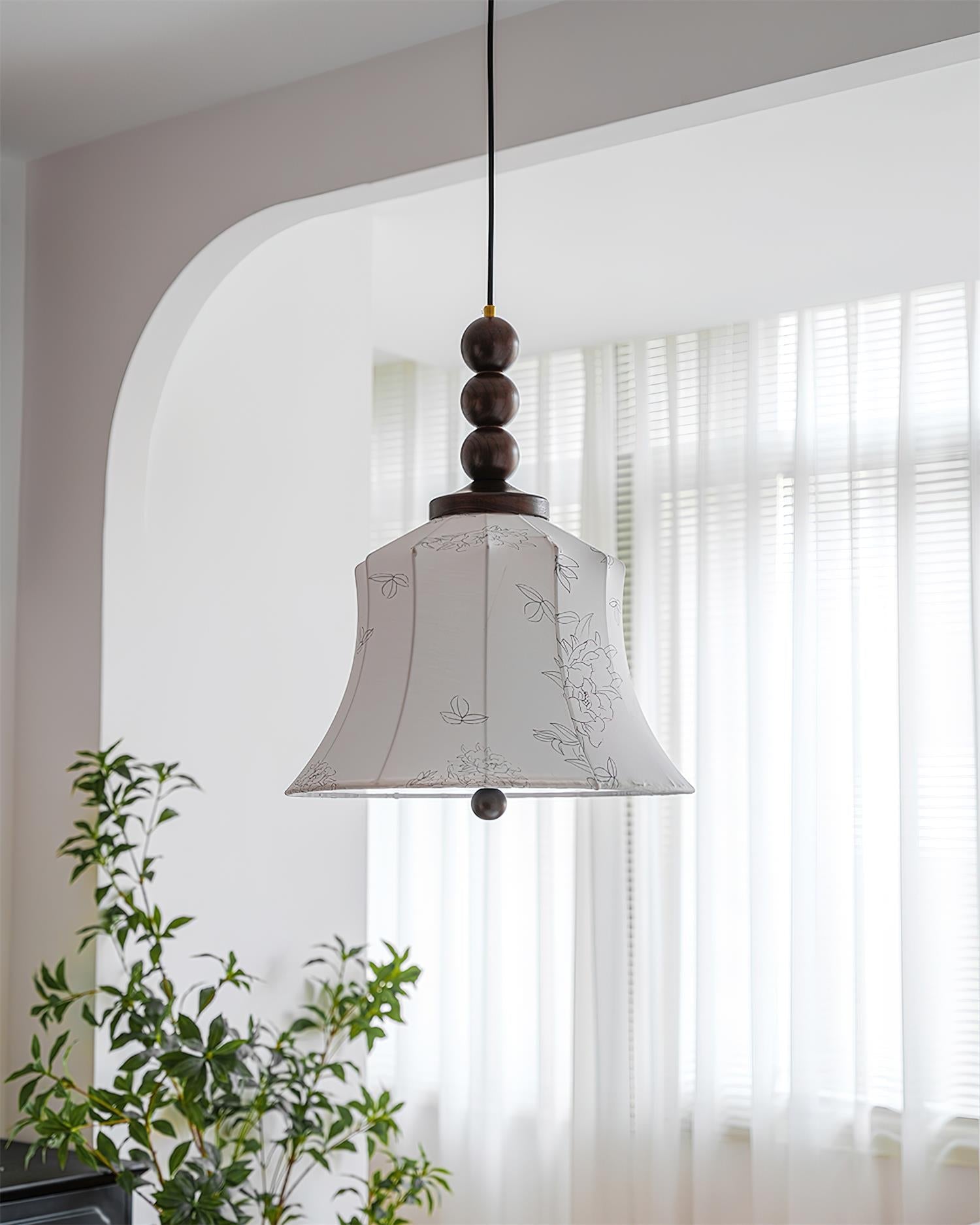 Materia Pendant Lamp Line Art Floral Wood Rustic - Letslighting