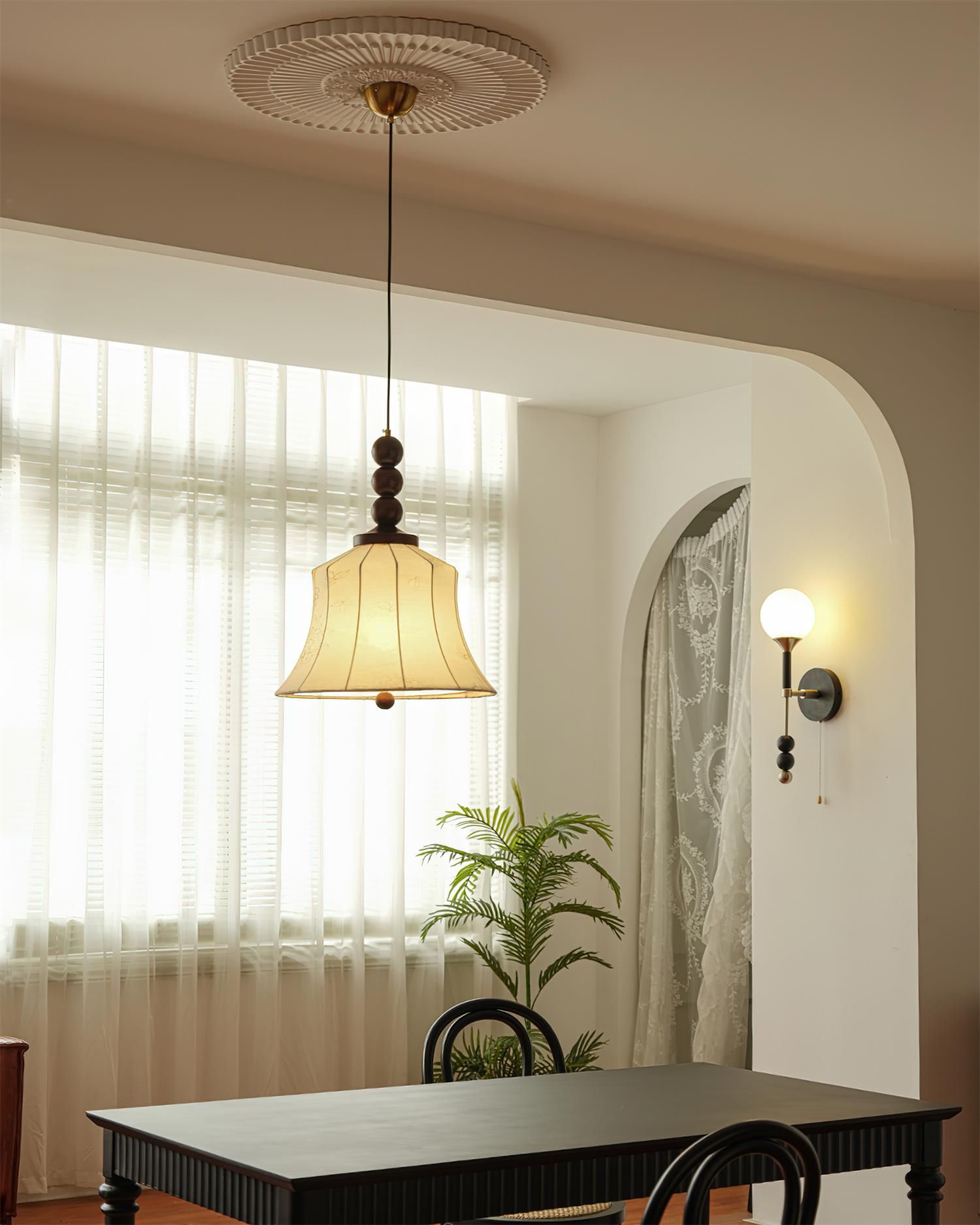 Materia Pendant Lamp Line Art Floral Wood Rustic - Letslighting
